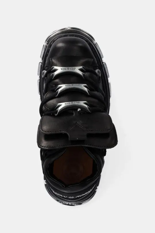 New Rock leather sneakers Nomada Negro + Tower Negro Lateral E14 Acero black color M-106-S112