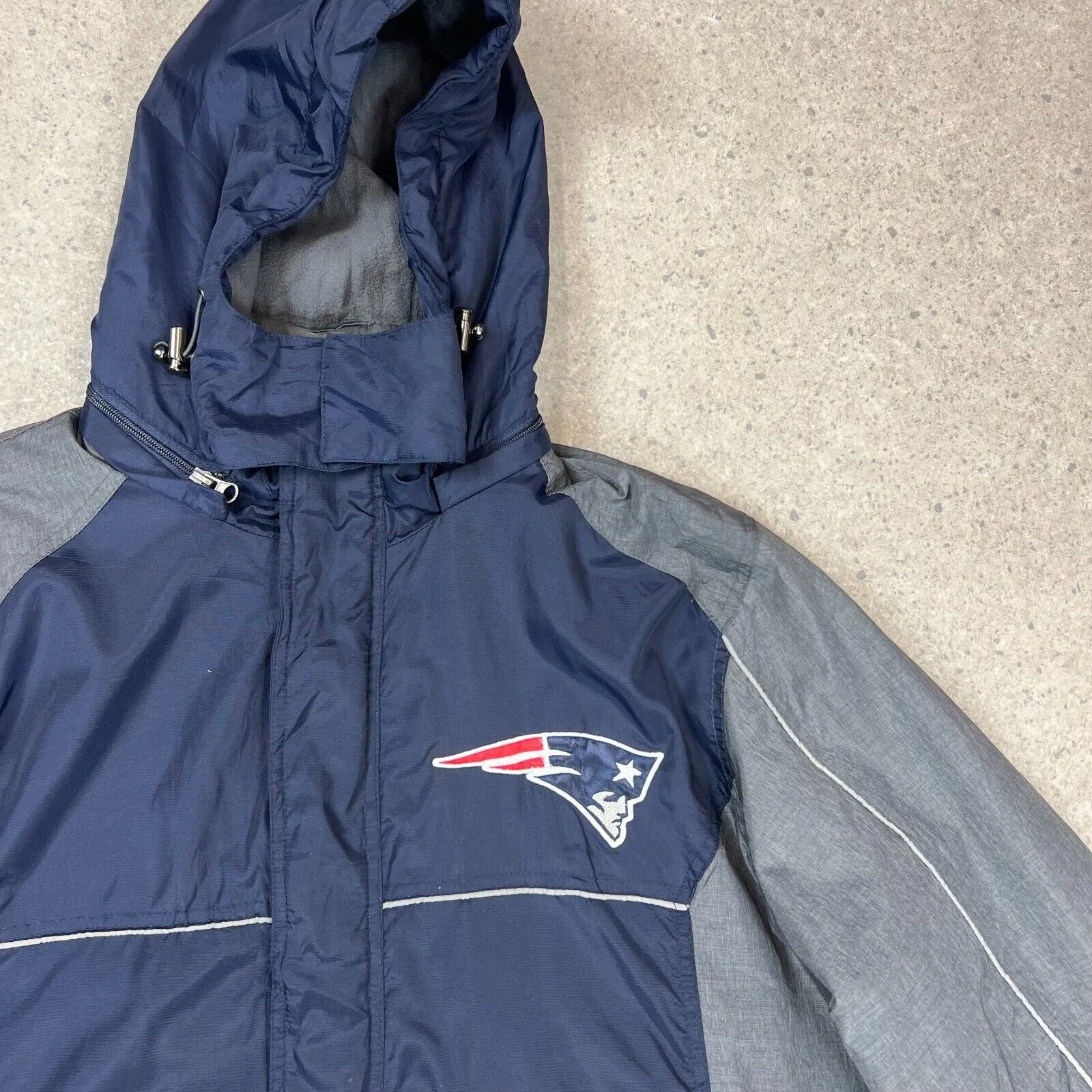 NFL New England Patriots Hoodie Heavy Jacket XL Navy Blue Gray