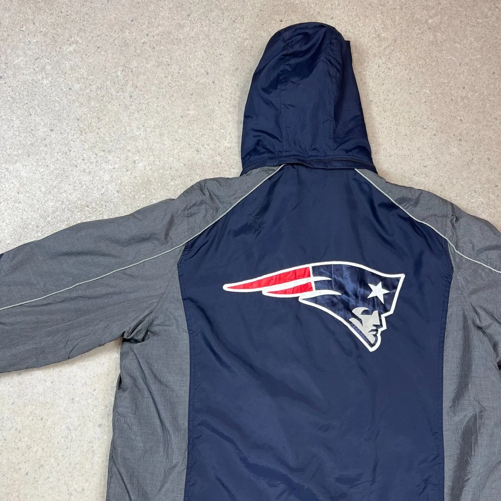 NFL New England Patriots Hoodie Heavy Jacket XL Navy Blue Gray