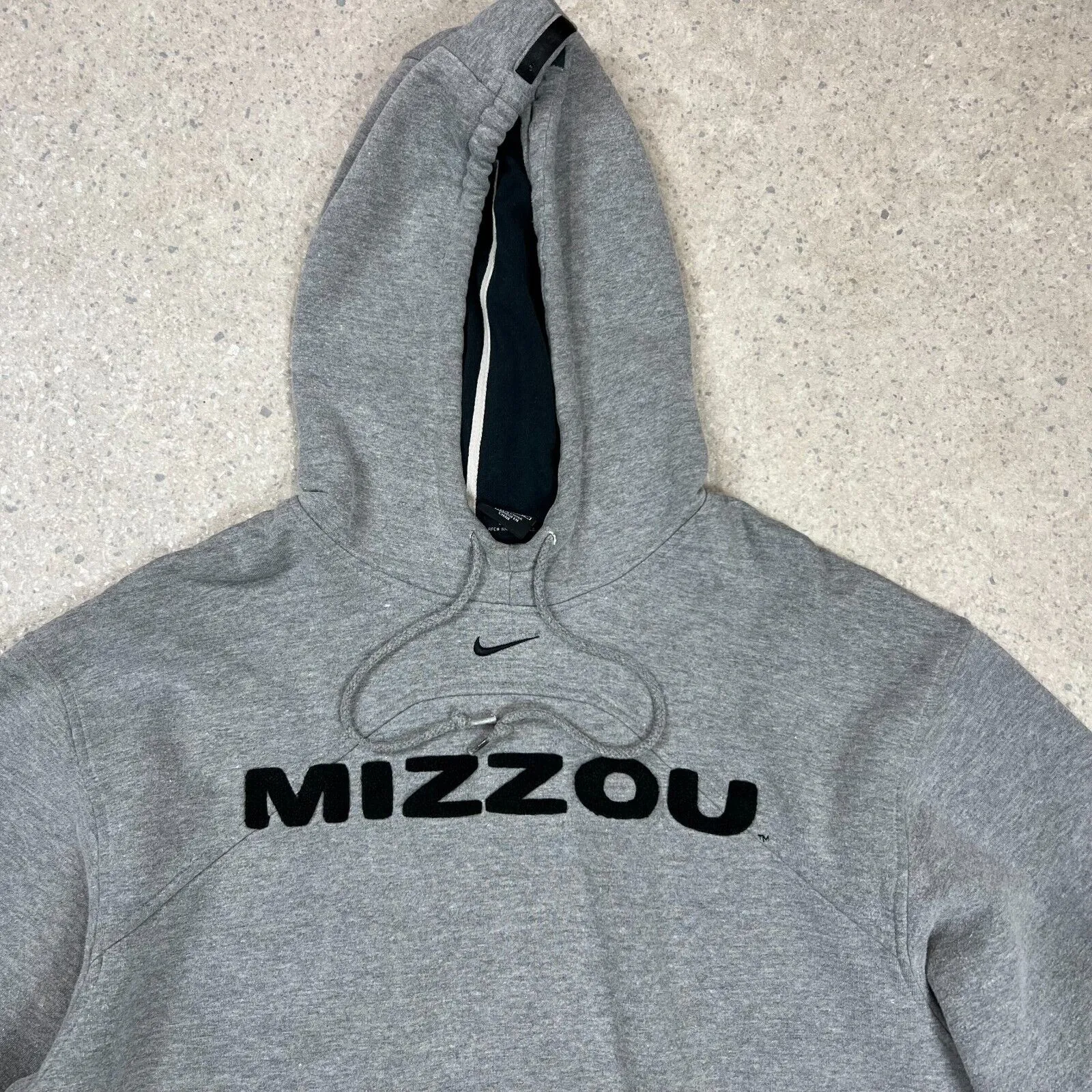 Nike Centre Swoosh Hoodie Medium Grey 90s Mizzou Hooded Sweatshirt