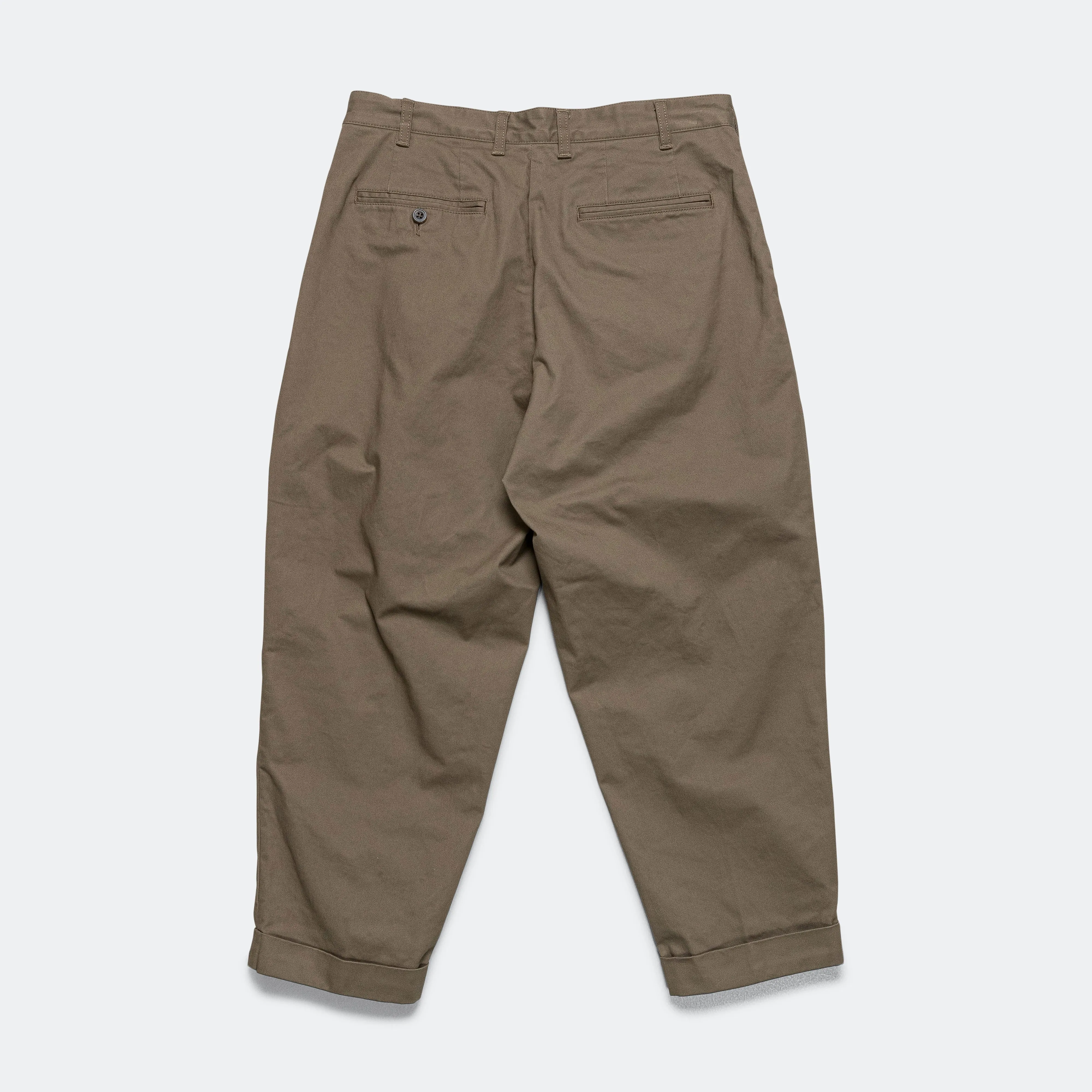 Olive Twill Pants with 2 Pleats