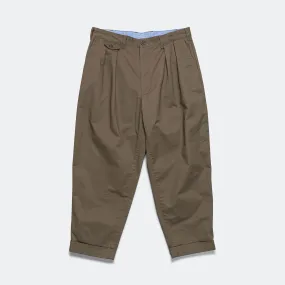 Olive Twill Pants with 2 Pleats