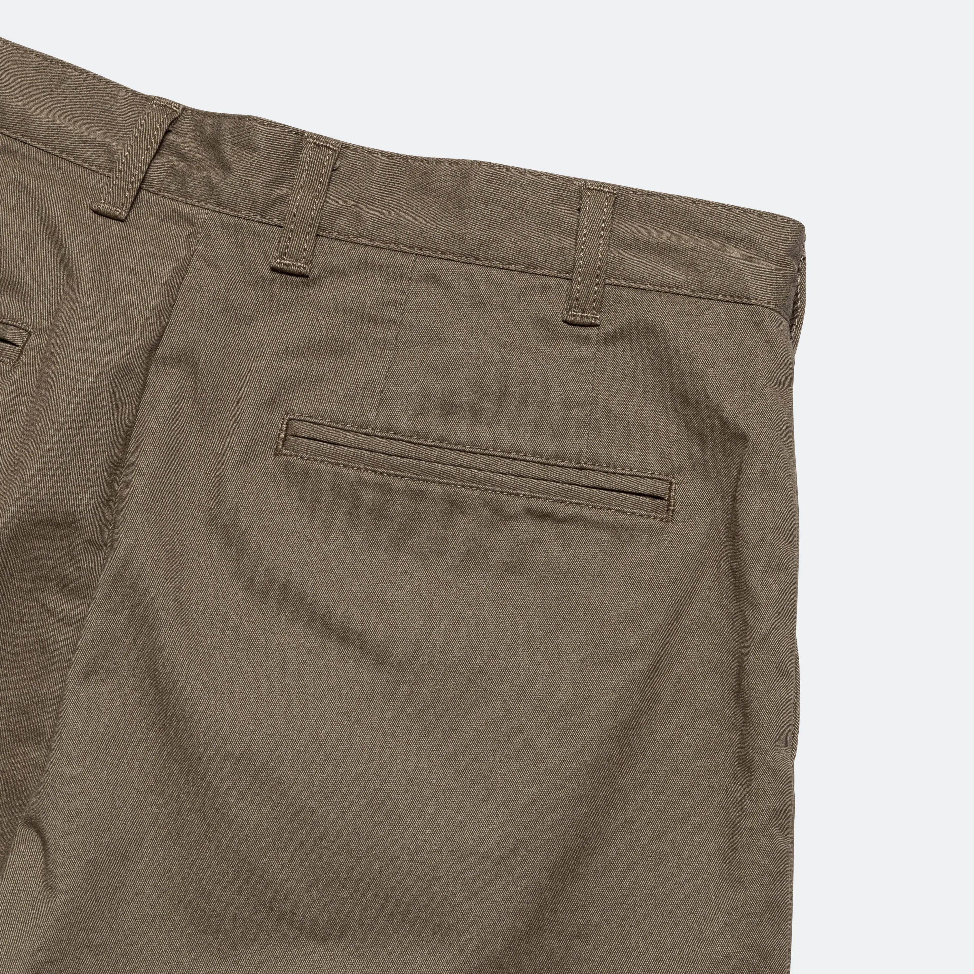 Olive Twill Pants with 2 Pleats