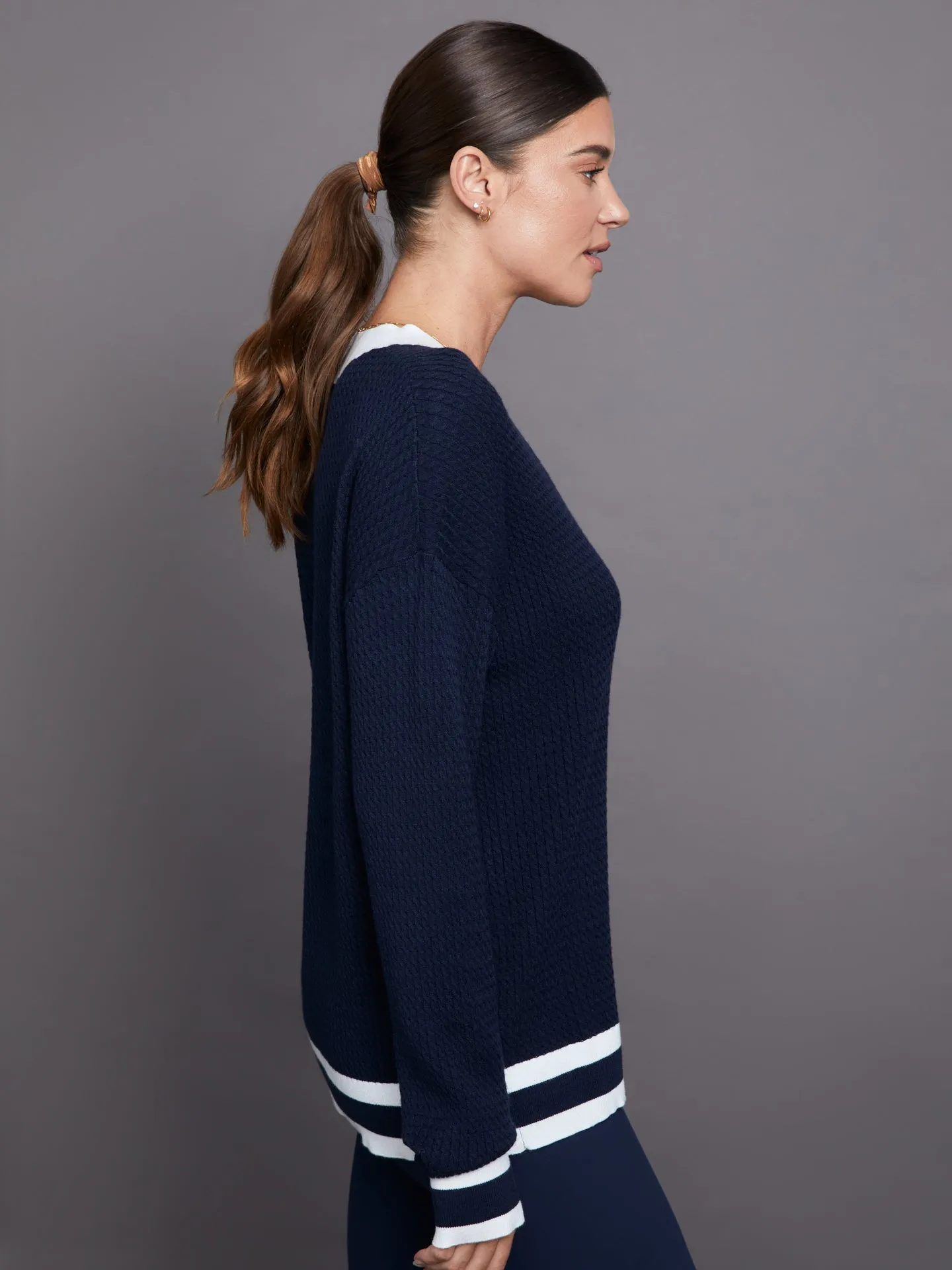 Oversized Sweater - Set Blue/Optic White Stripe