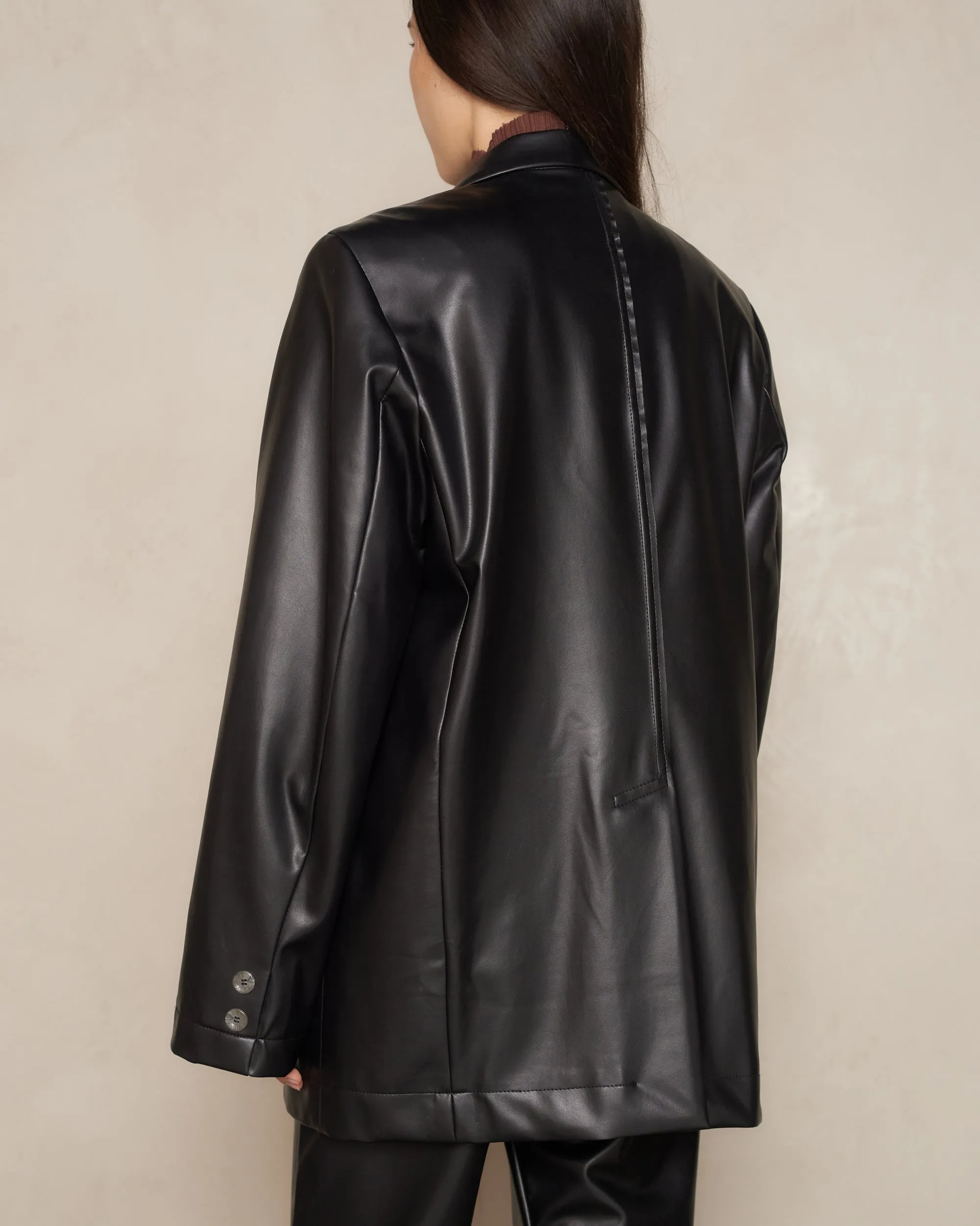 Oversized Vegan Leather Blazer