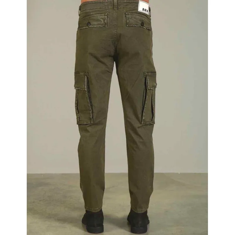 PANTALONE CARGO IN COTONE VINTAGE, VERDE