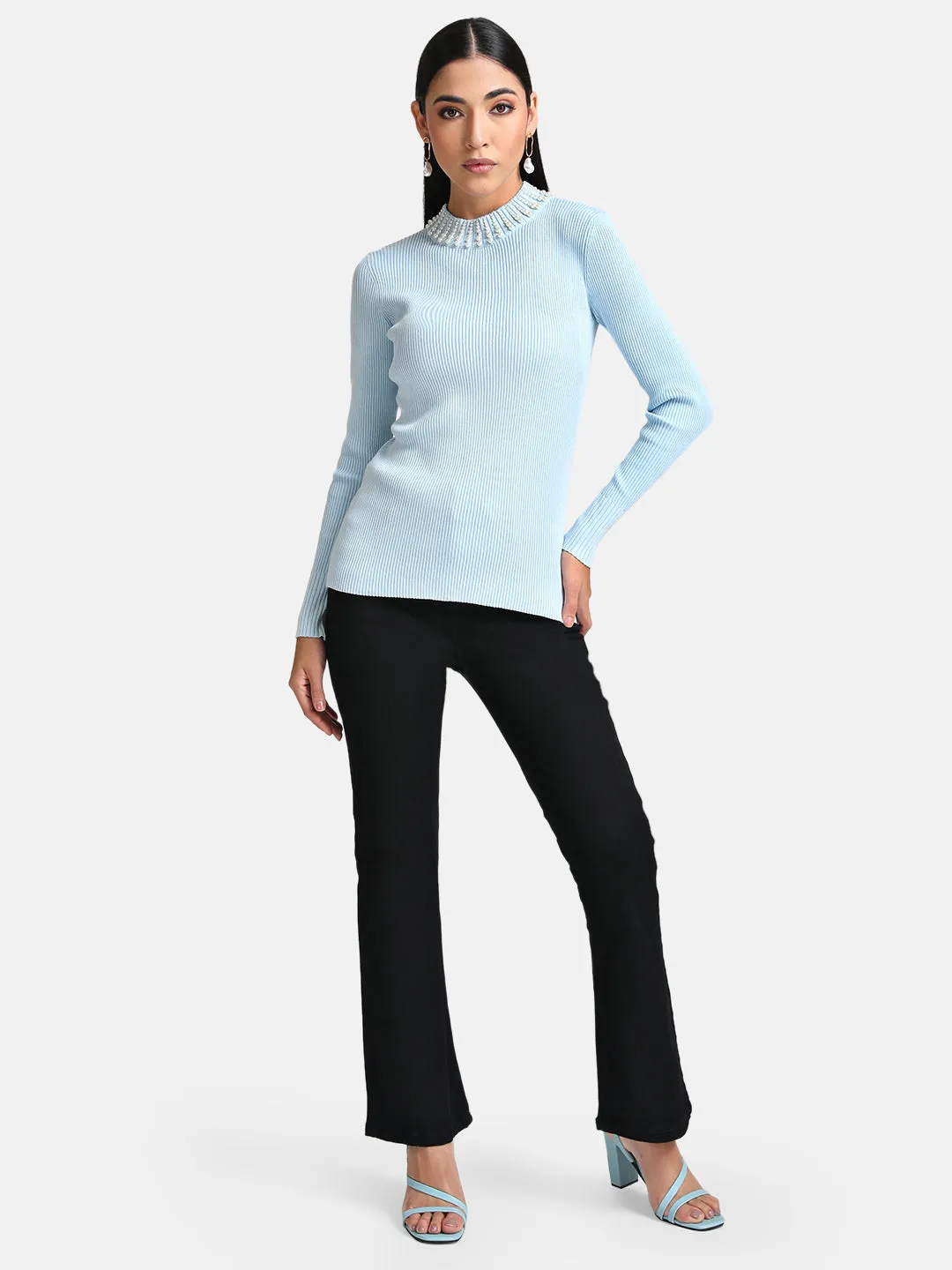 Pearl Beaded Turtle Neck Sweater