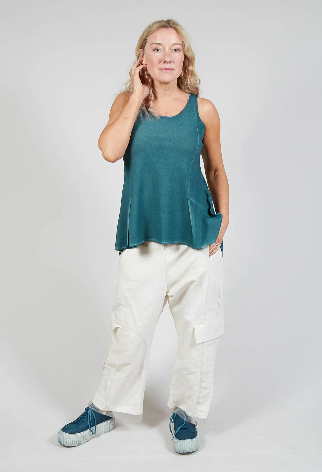 Peplum Vest in Tulip Cloud