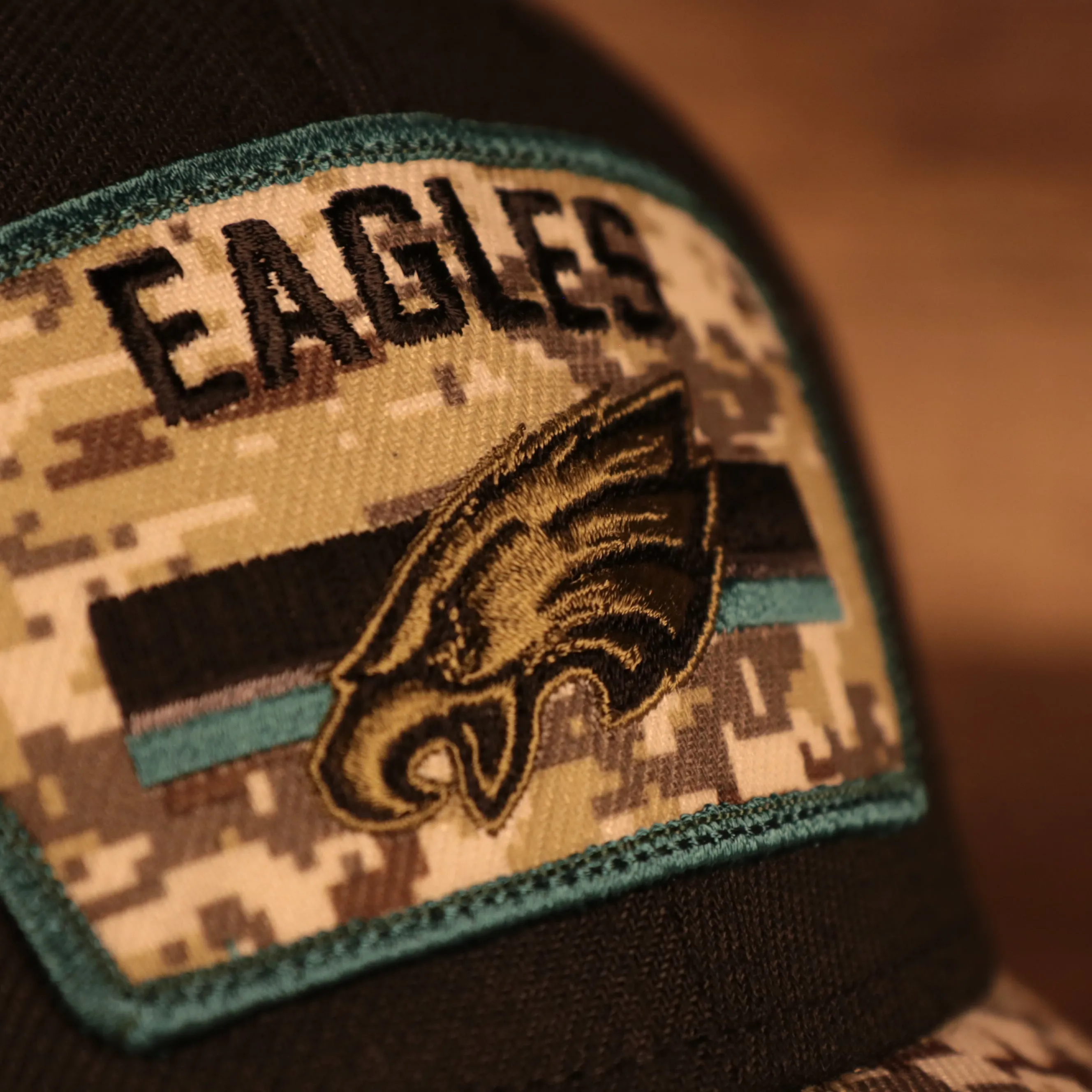 Philadelphia Eagles 2021 Salute To Service On Field Sideline 39Thirty Stretch Fit Hat