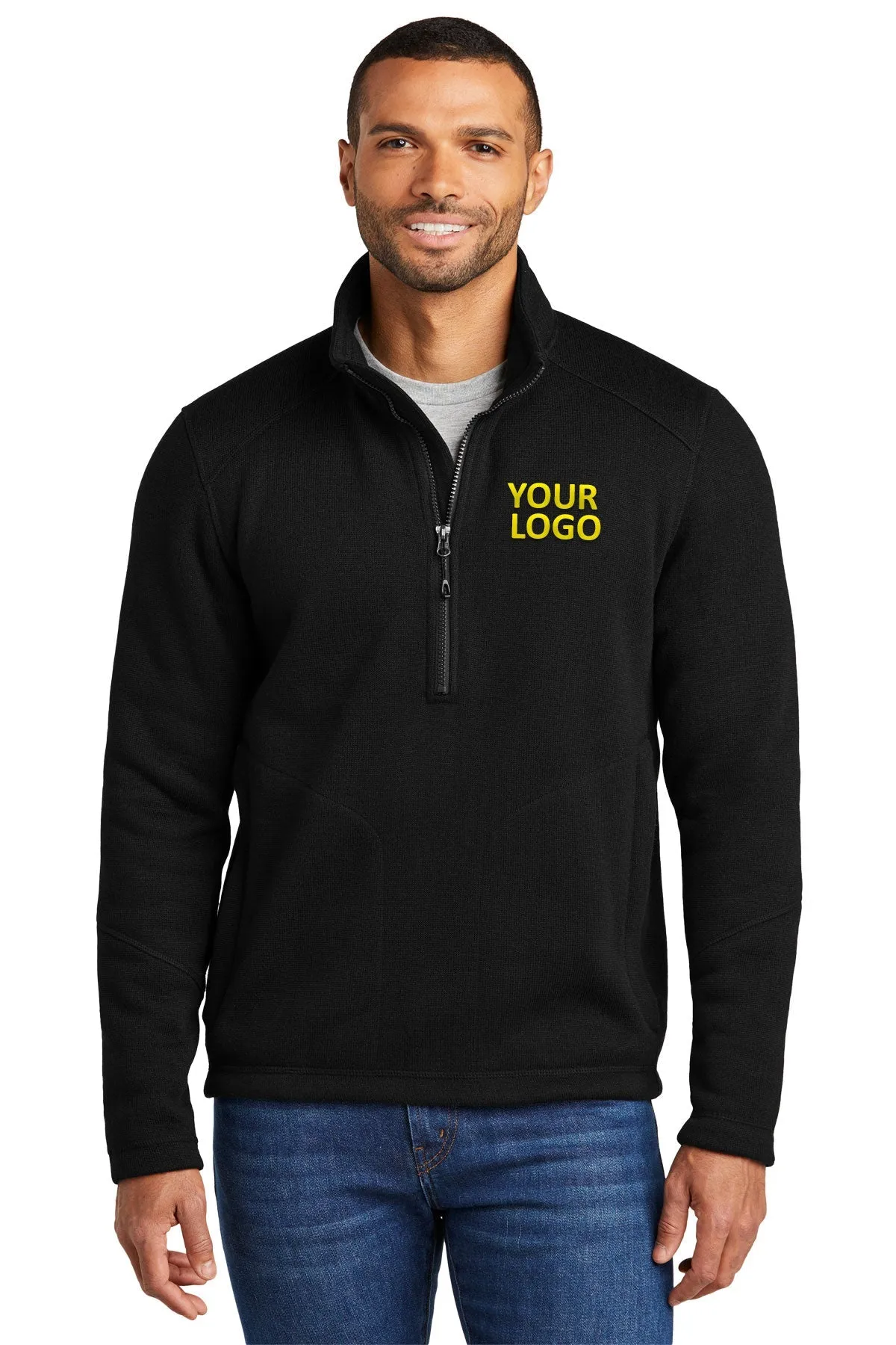 Port Authority Arc Sweater Fleece Customized 1/4-Zips, Deep Black