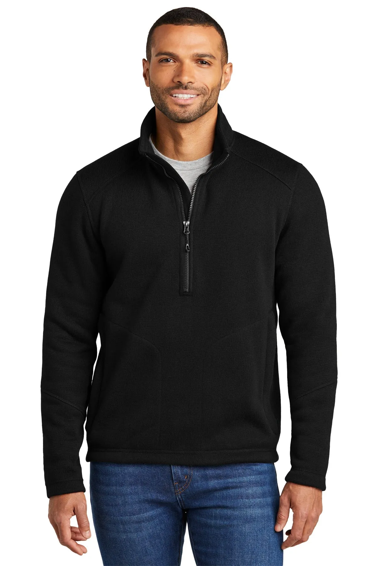 Port Authority Arc Sweater Fleece Customized 1/4-Zips, Deep Black