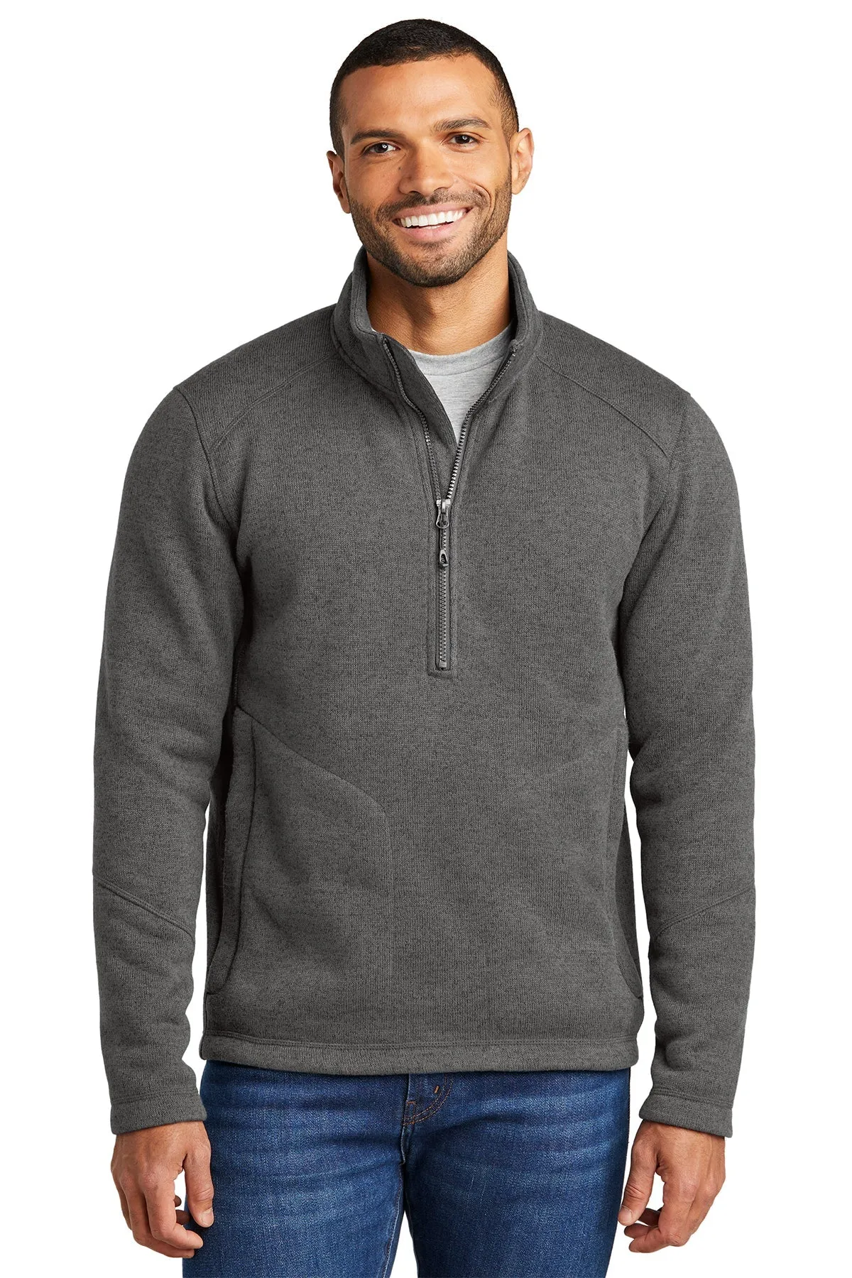 Port Authority Arc Sweater Fleece Customized 1/4-Zips, Grey Smoke Heather