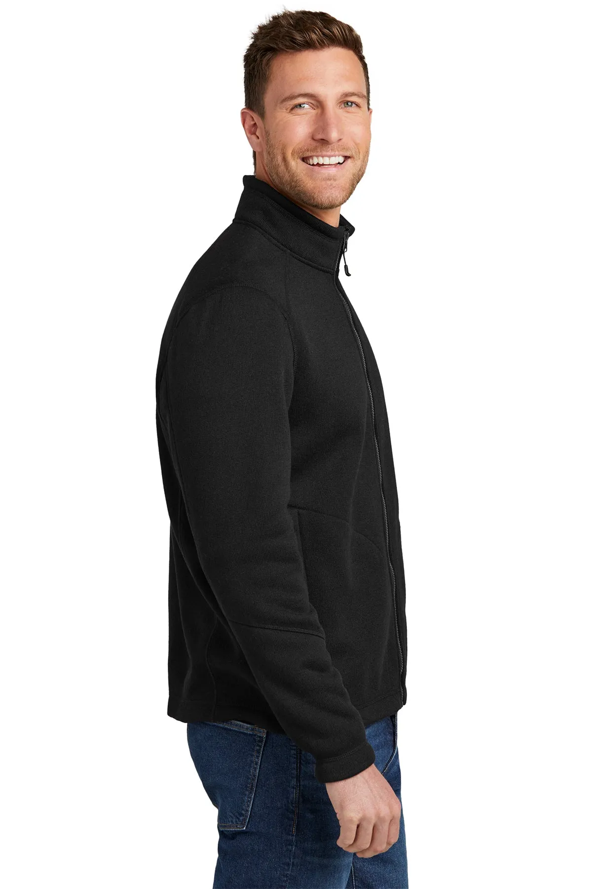 Port Authority Arc Sweater Fleece Customized Jackets, Deep Black