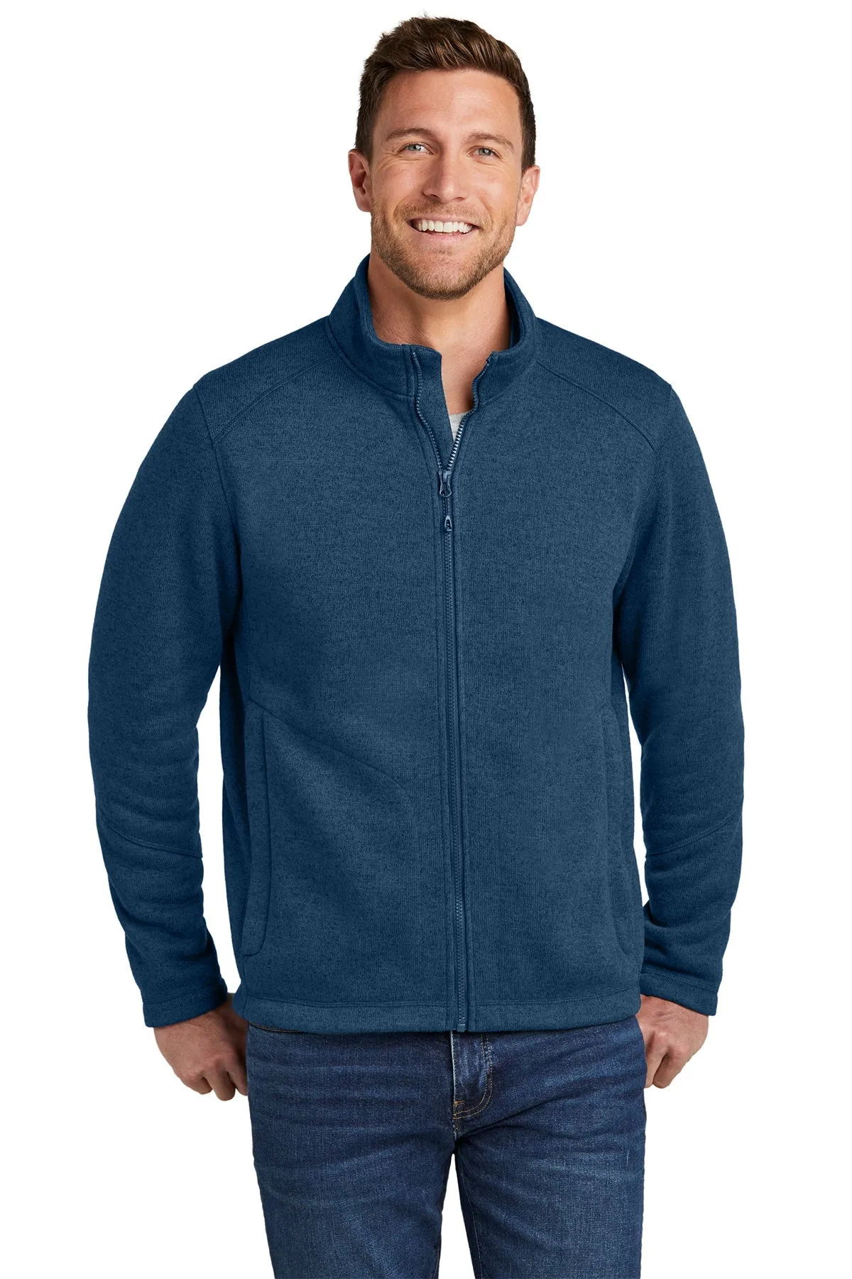 Port Authority Arc Sweater Fleece Customized Jackets, Insignia Blue Heather