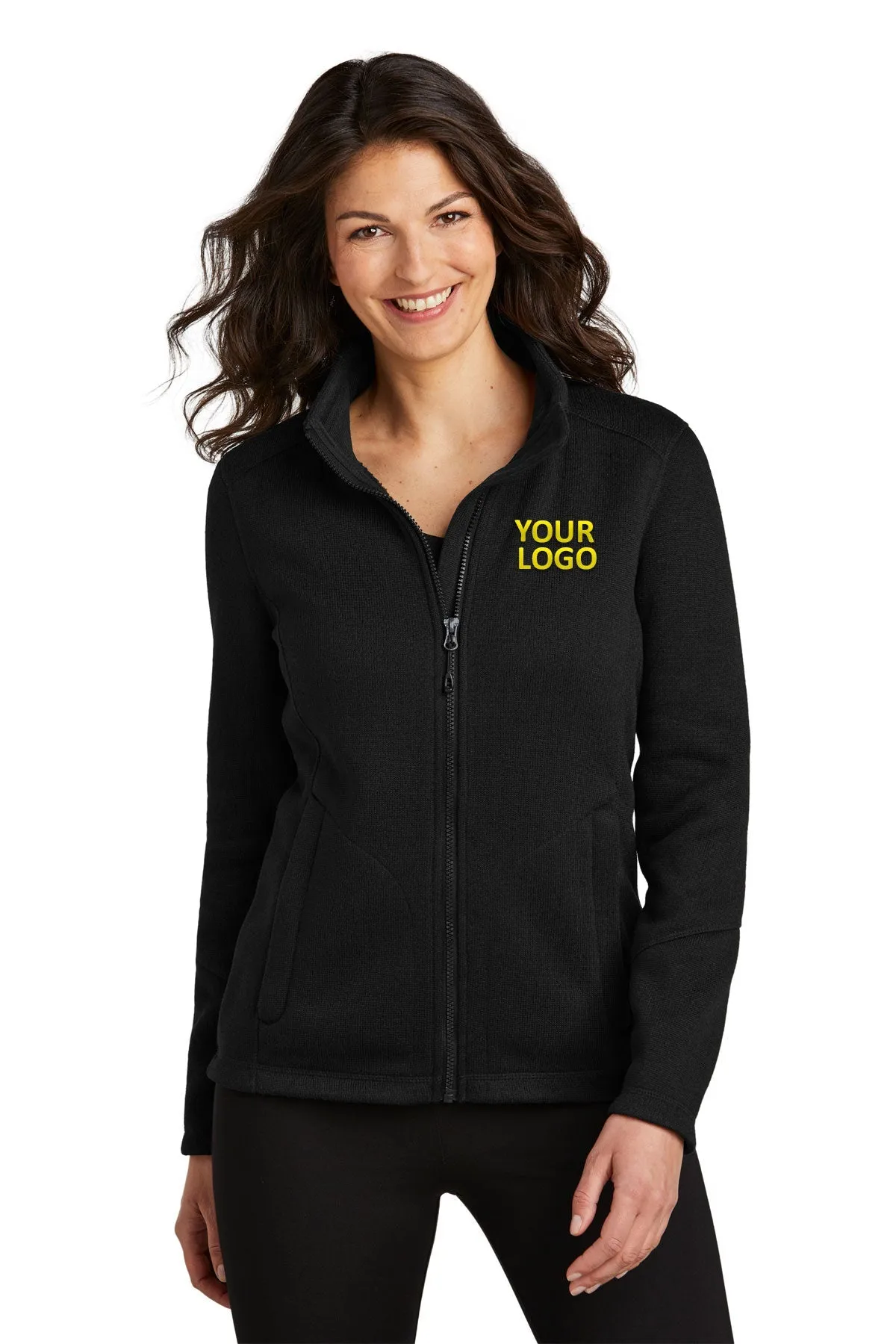 Port Authority Ladies Arc Sweater Fleece Custom Jackets, Deep Black