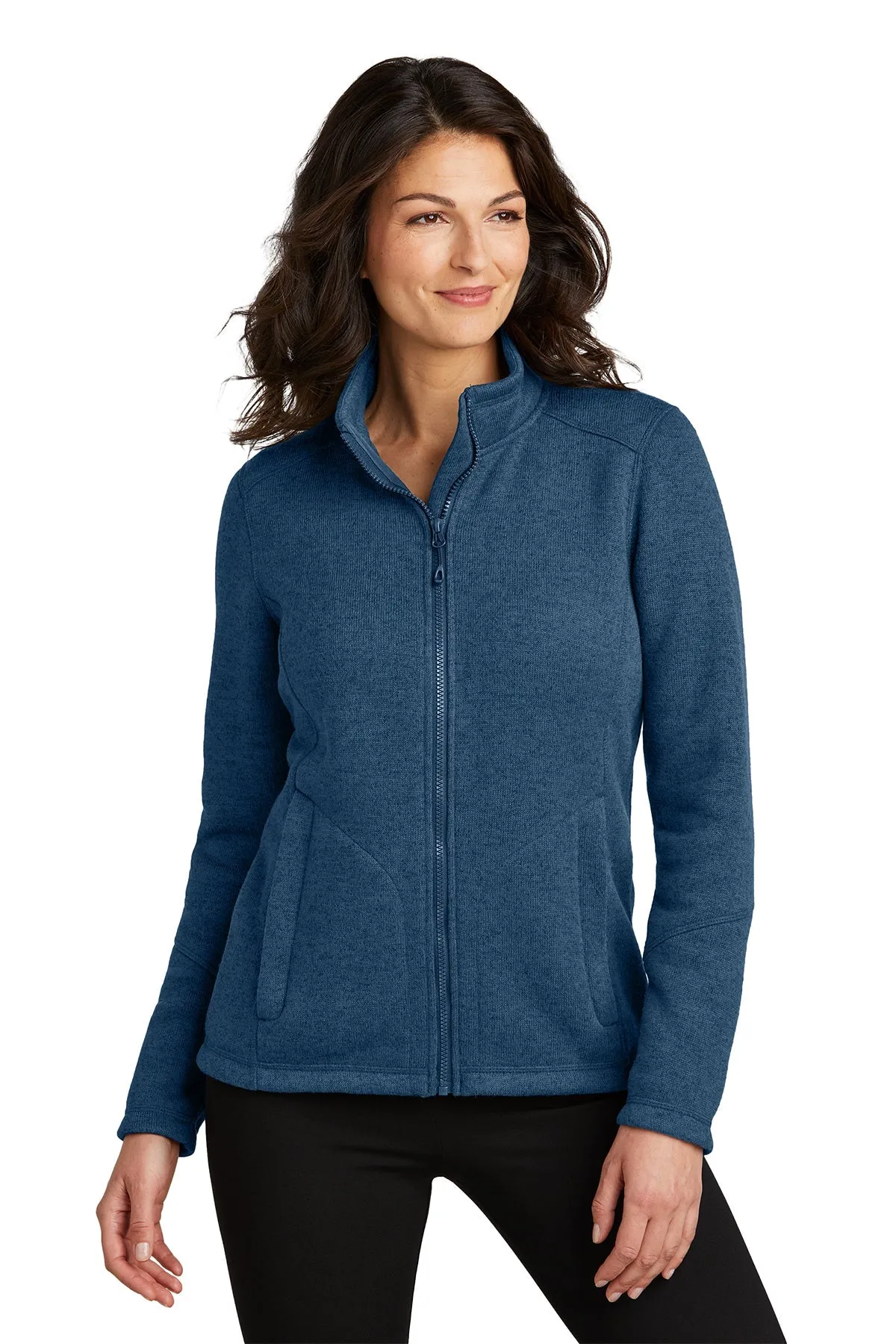 Port Authority Ladies Arc Sweater Fleece Customized Jackets, Insignia Blue Heather