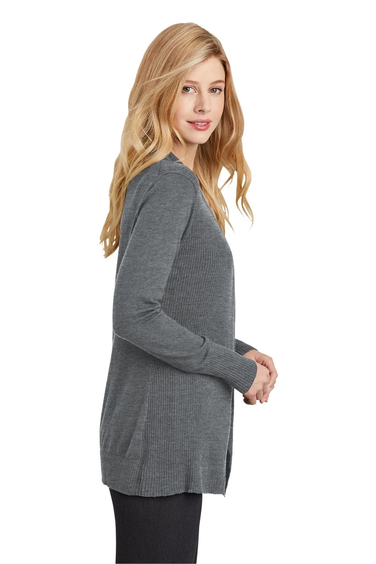 Port Authority Ladies Open Front Sweater, Medium Heather Grey [Fooda]