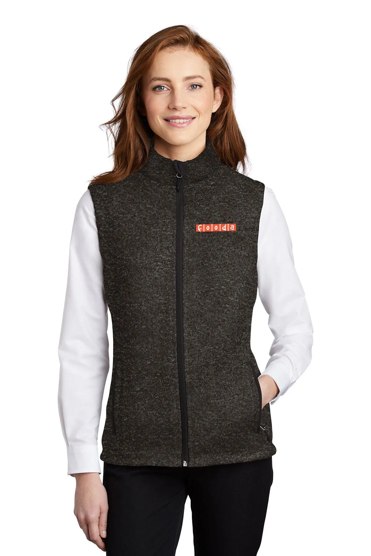 Port Authority Ladies Sweater Vest, Black Heather [Fooda Manager]