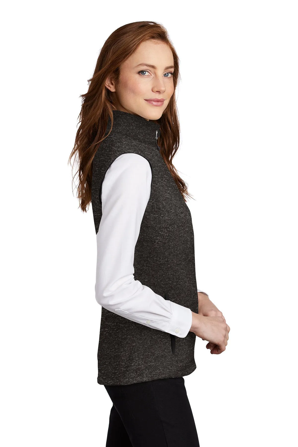 Port Authority Ladies Sweater Vest, Black Heather [Fooda Manager]