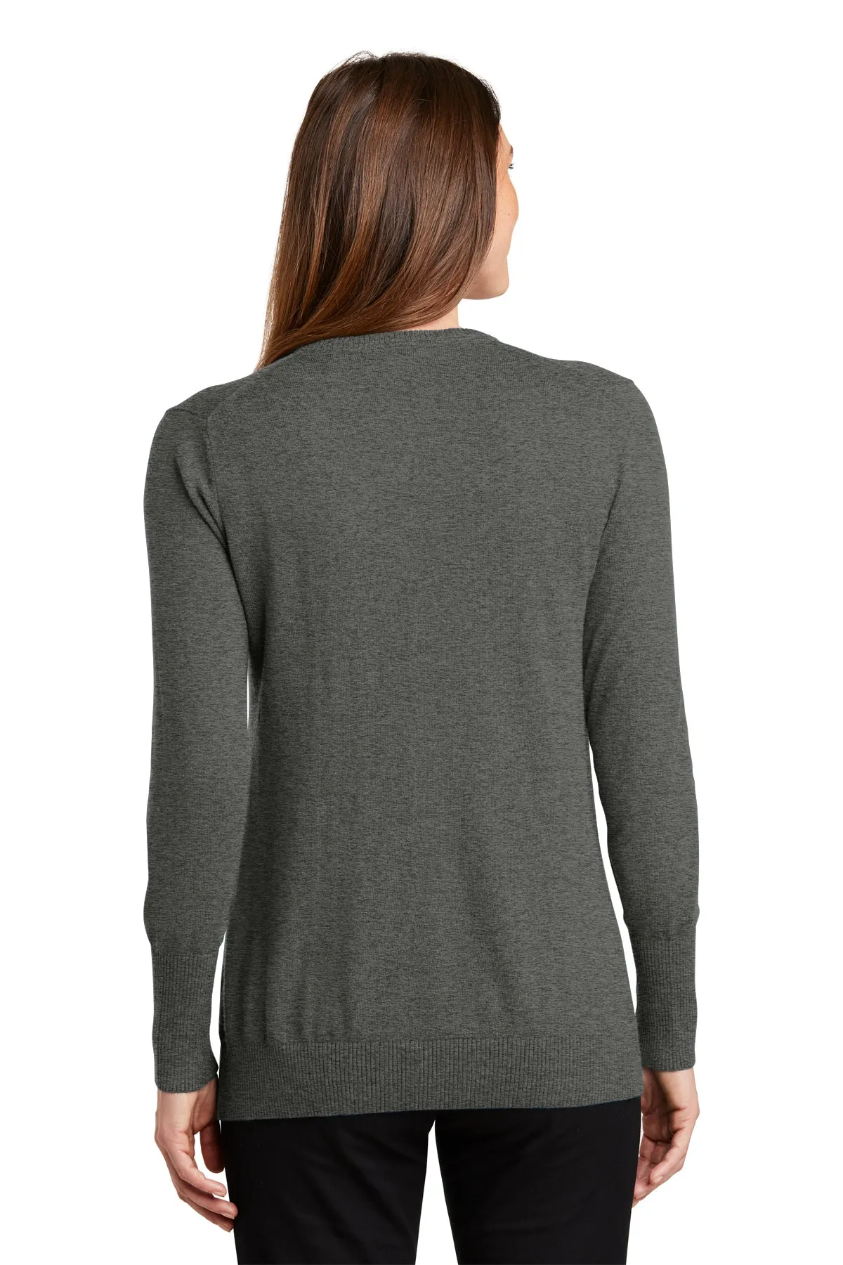 Port Authority Ladies V-Neck Sweater, Charcoal Heather [Allied Residential]