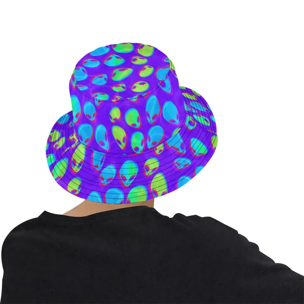 Purple Alien Vapor Glitch Bucket Hat - UV Blacklight Reactive Online Shop