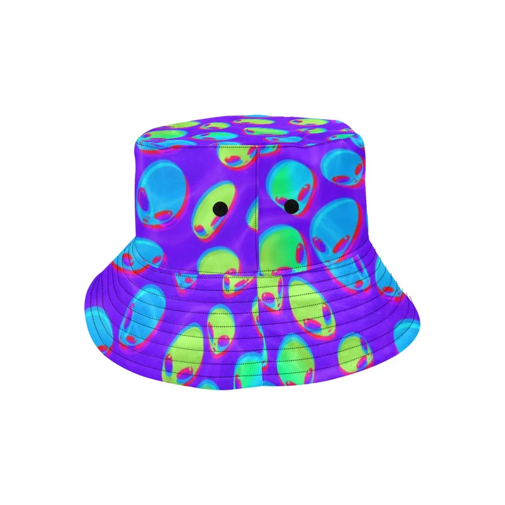 Purple Alien Vapor Glitch Bucket Hat - UV Blacklight Reactive Online Shop