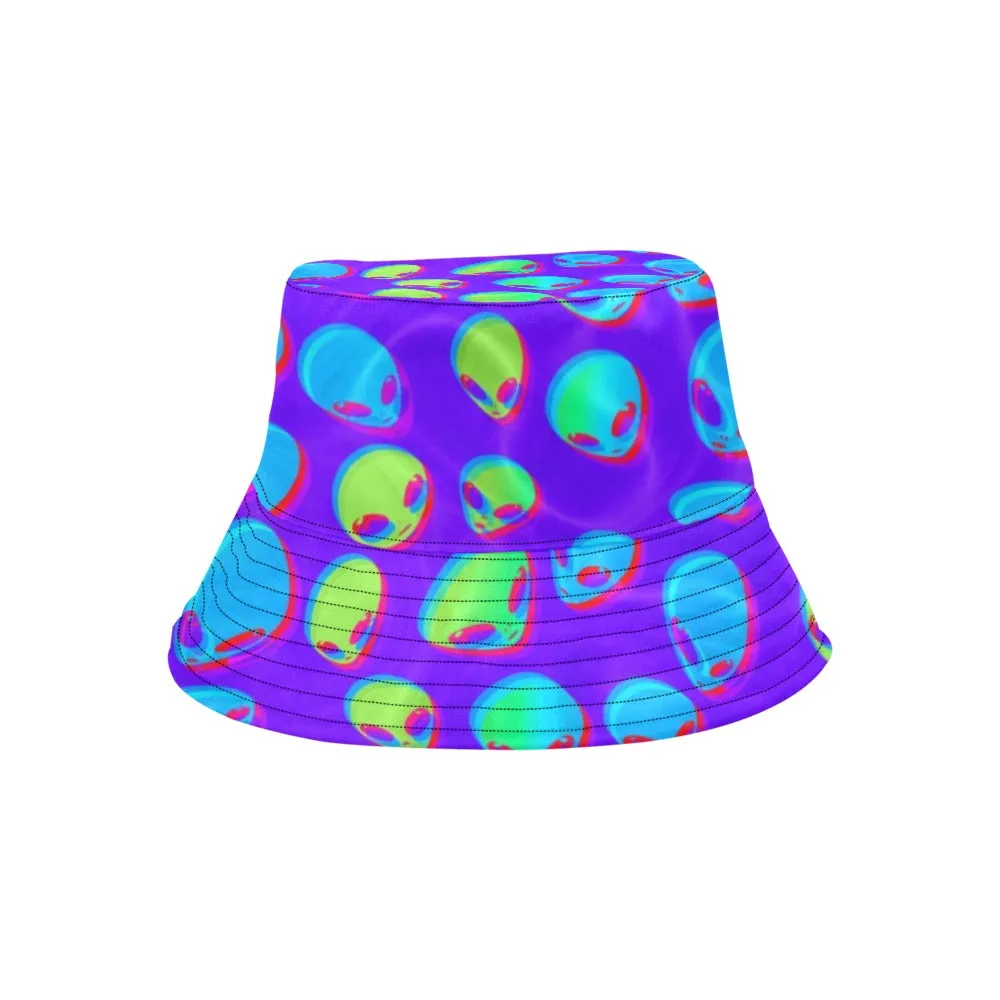 Purple Alien Vapor Glitch Bucket Hat - UV Blacklight Reactive Online Shop