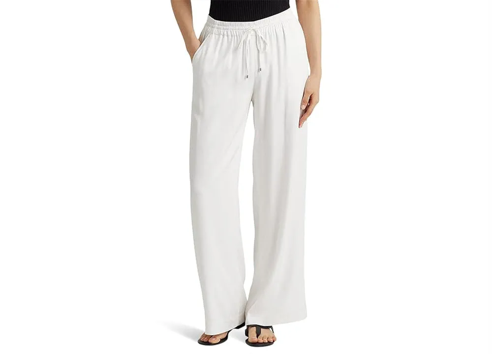 Ralph Lauren White Twill Wide Leg Pants Large.