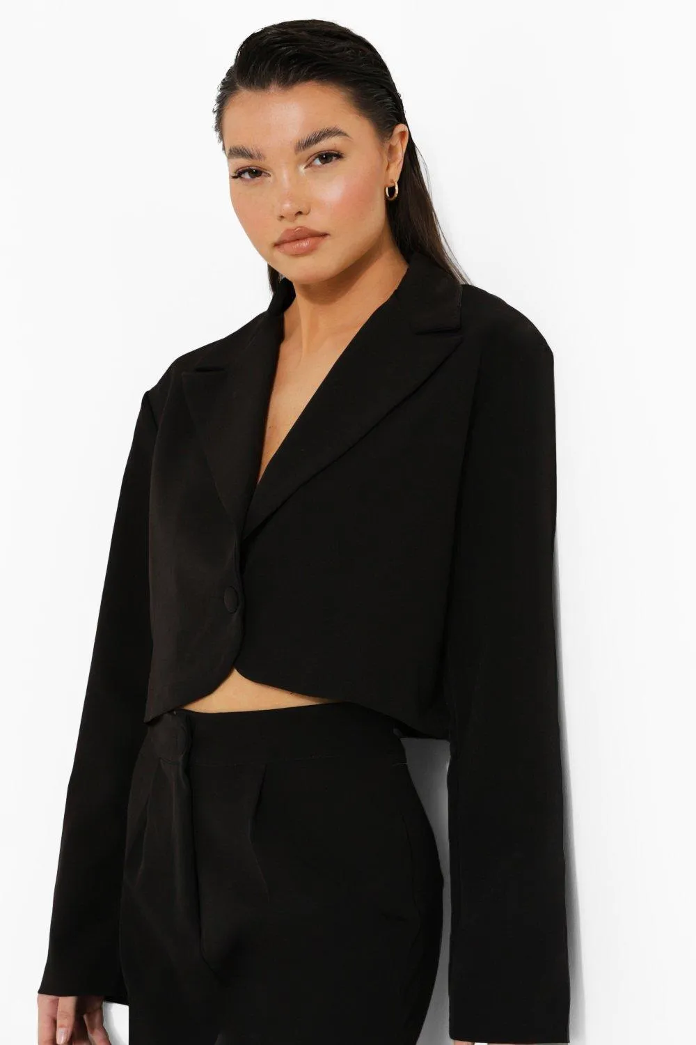 Relaxed Fit Tailored Cropped Blazer