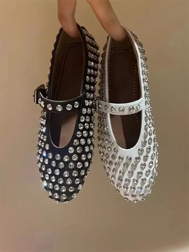 Rivet Crystal Women Loafers - Casual Ballet Flats - Buy Online Now