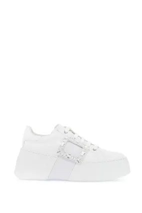 ROGER VIVIER Crystal Buckle Leather Sneakers