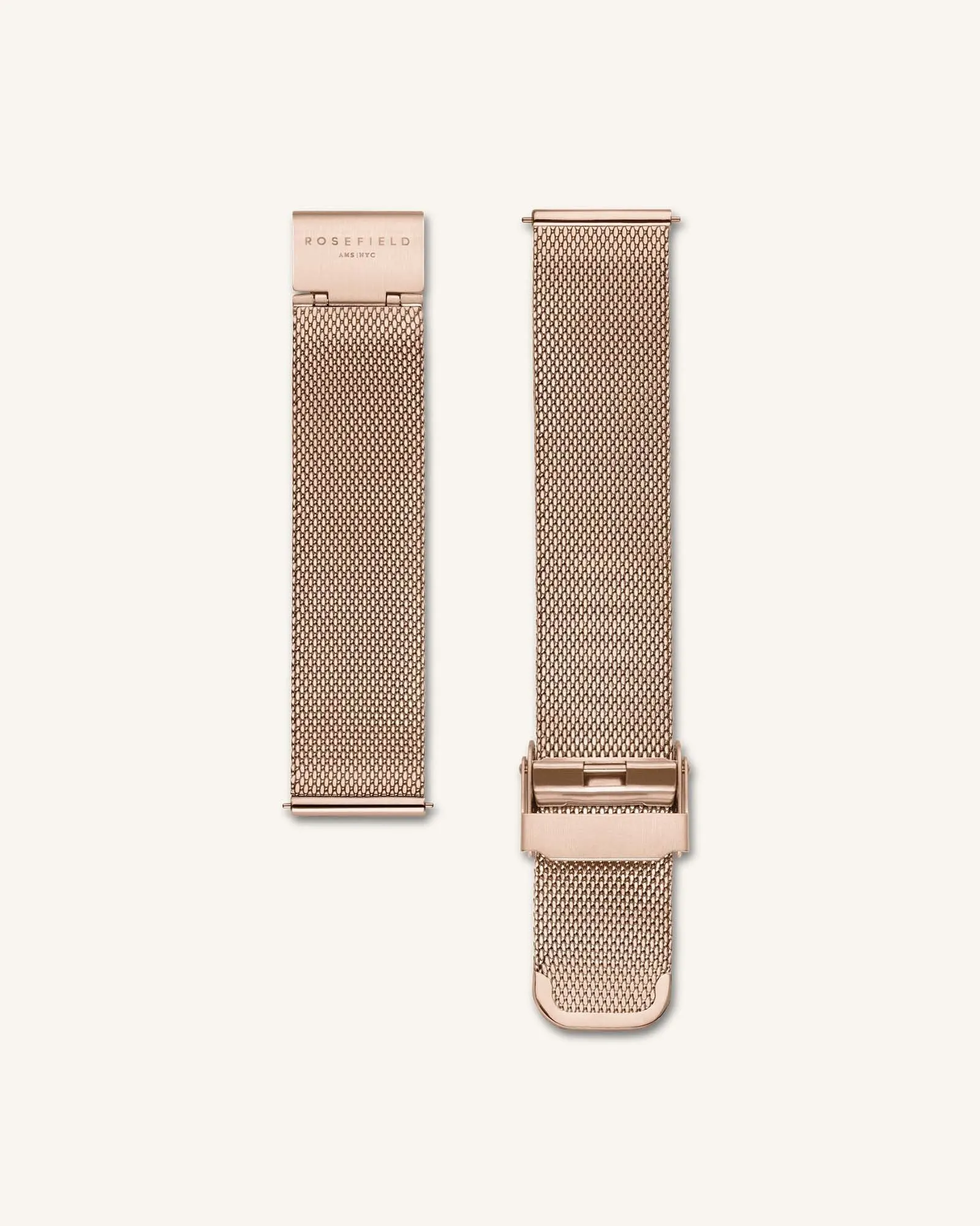 Rosefield - Tribeca Black Rose gold Mesh Watch.