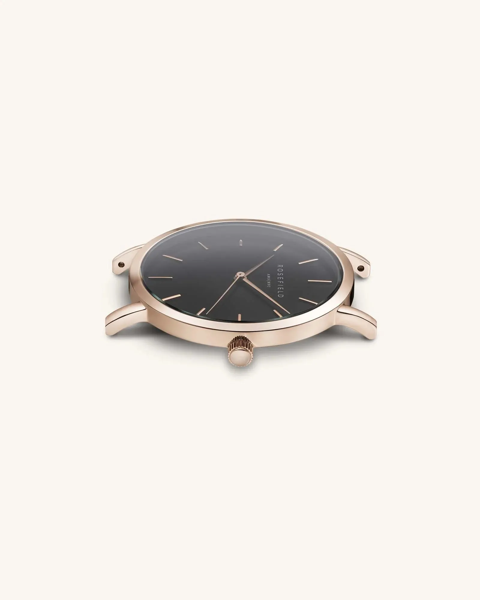 Rosefield - Tribeca Black Rose gold Mesh Watch.