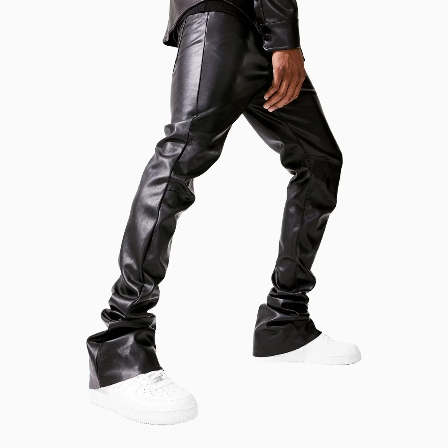 Ross Stacked Thriller Leather pant for men