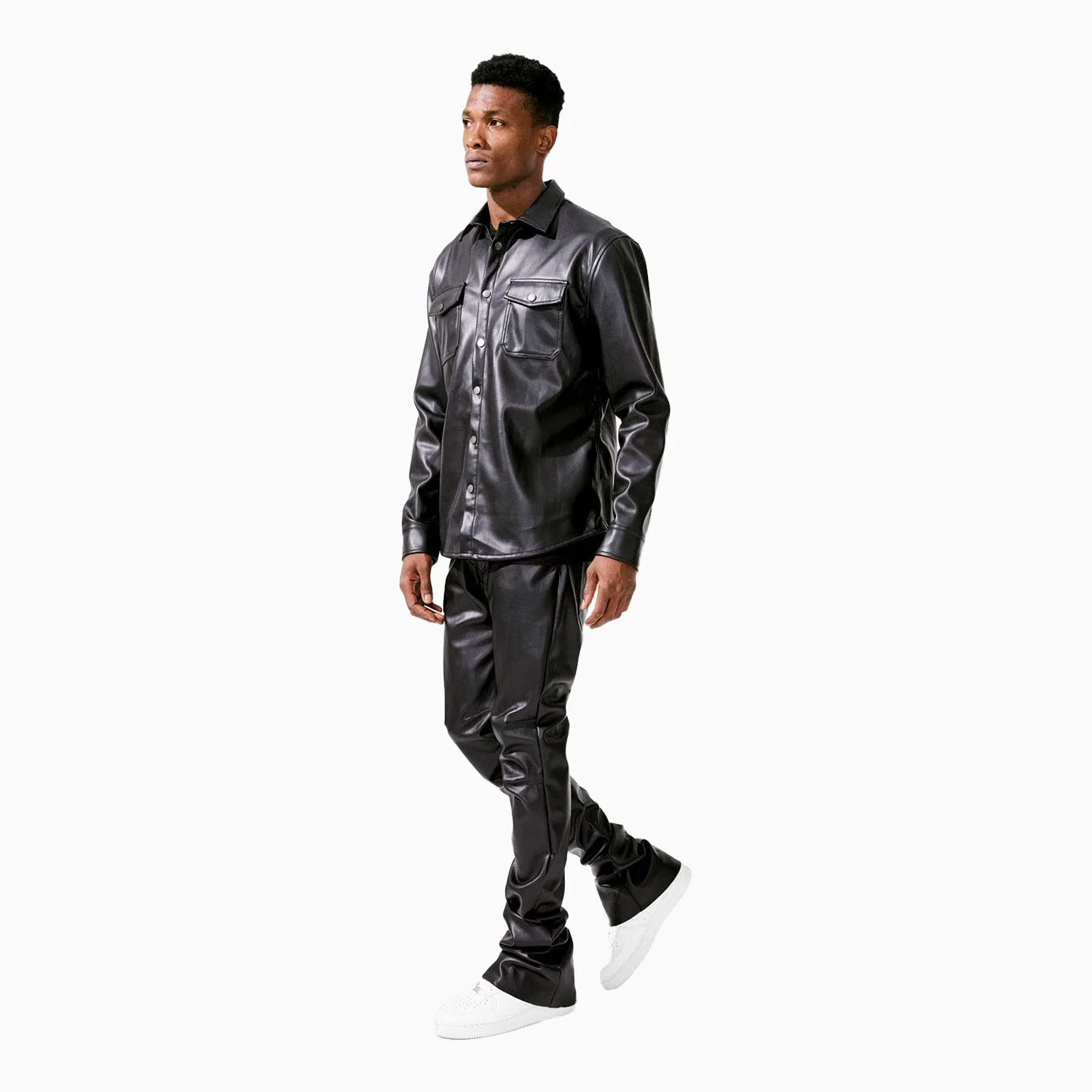 Ross Stacked Thriller Leather pant for men