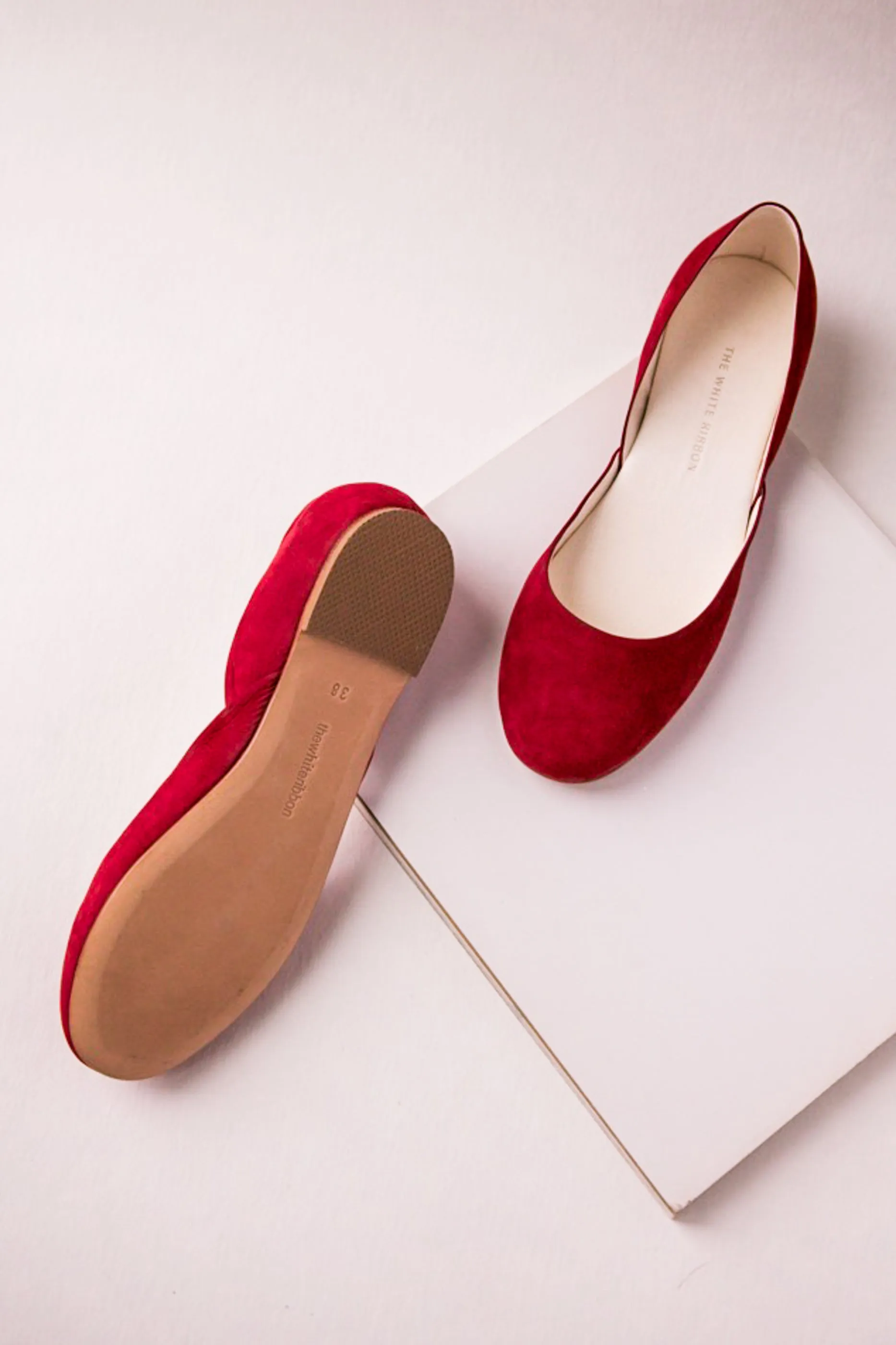 Ruby red nubuck Thea ballet flats