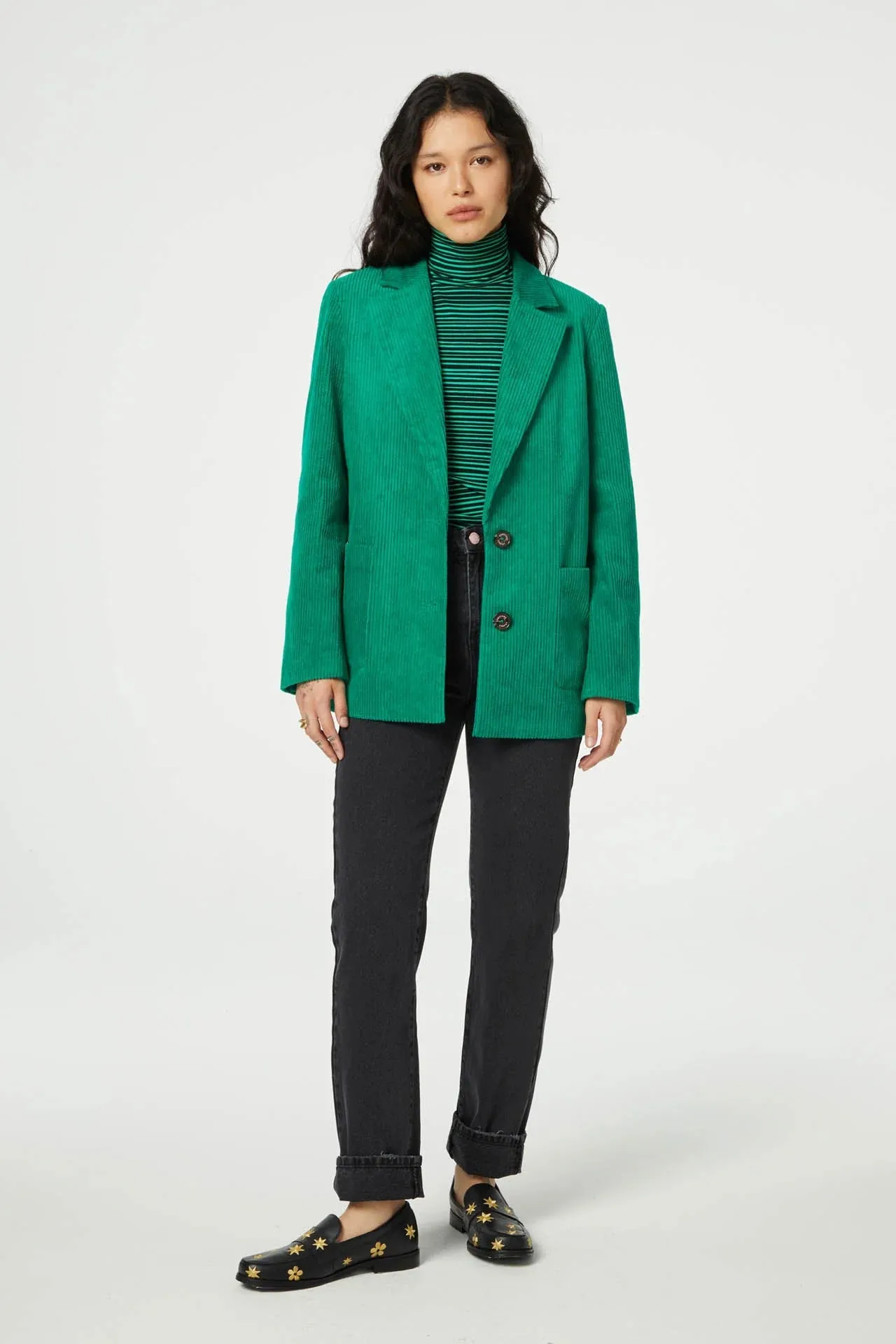 Sacs of Ashbourne   Fabienne Chapot Leonard Cord Blazer-Feeling Green