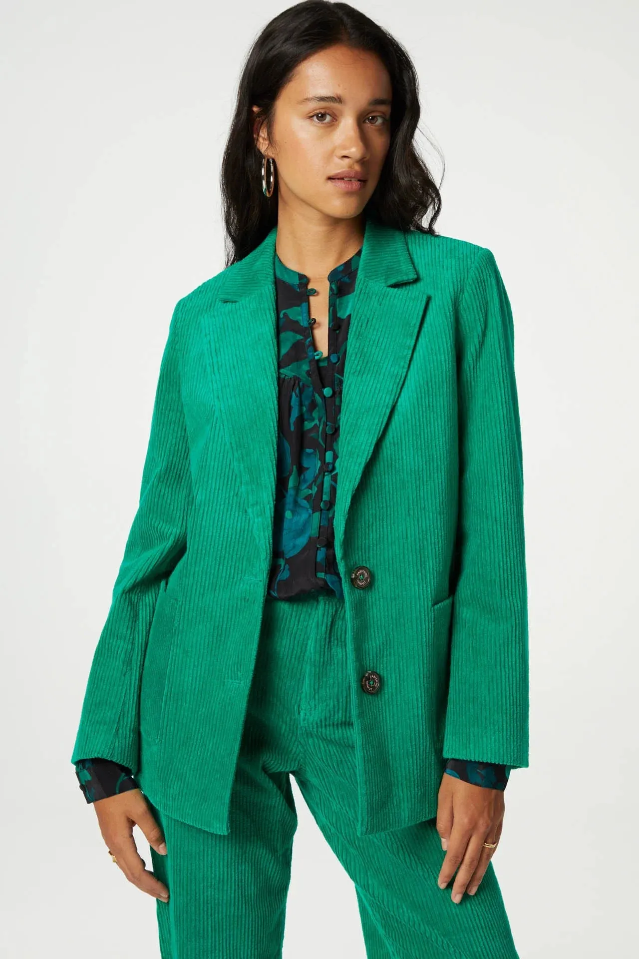 Sacs of Ashbourne   Fabienne Chapot Leonard Cord Blazer-Feeling Green