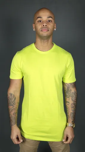 Safety Yellow Longline T-Shirt for Men | Curved Hem Mens Tshirt | Jordan Craig