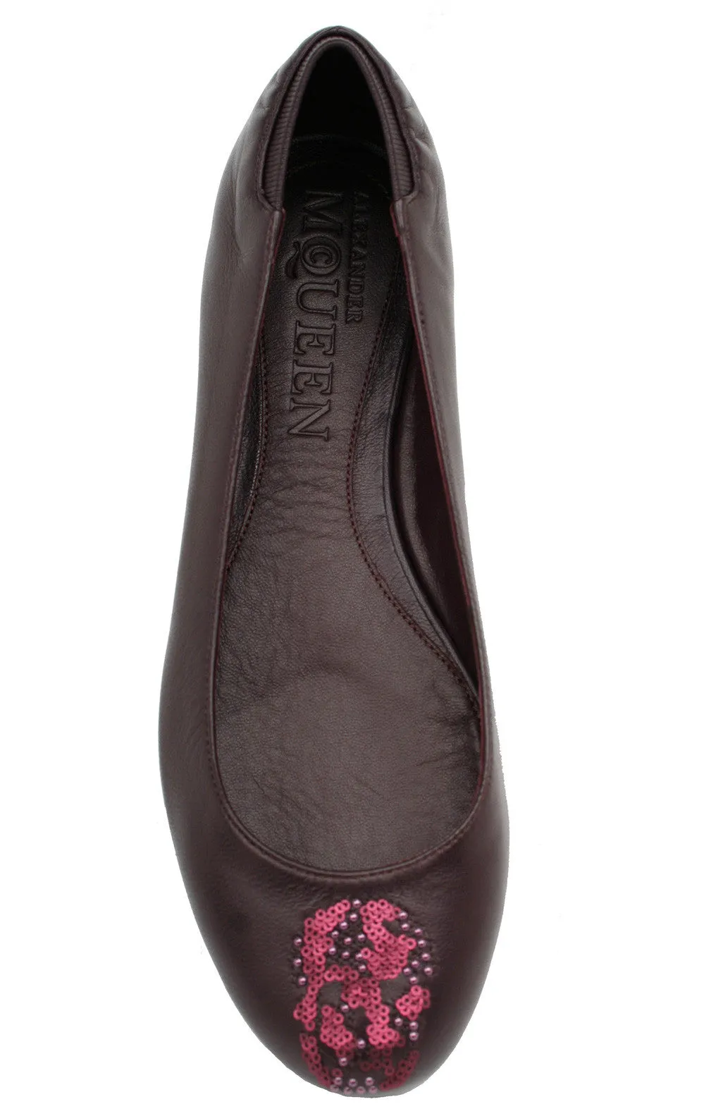 Sequin Skull Ballerina Flats, Oxblood - Shop Now!