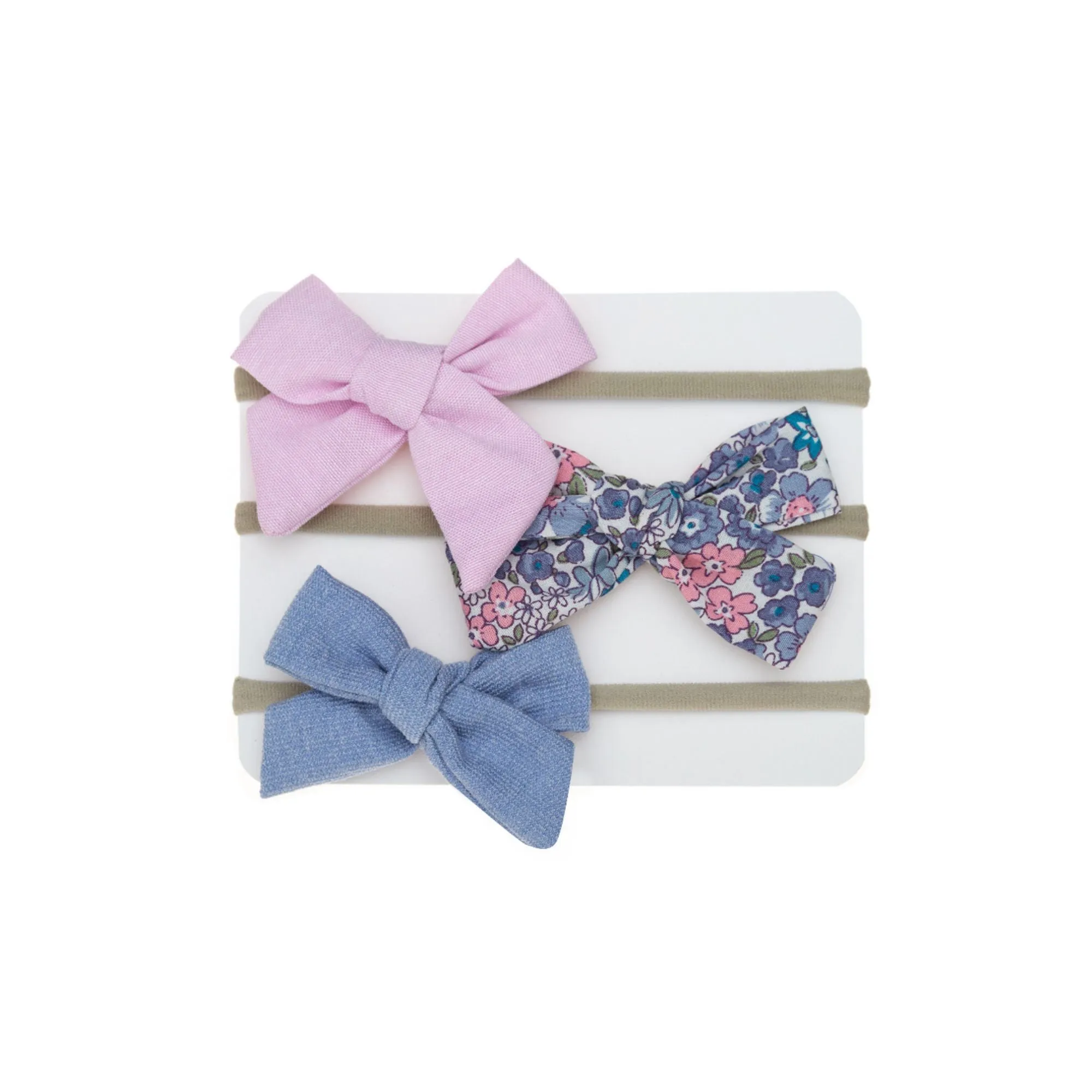 Set of 3 Small Baby Bows - 2 Plain & 1 Print/Pattern #8