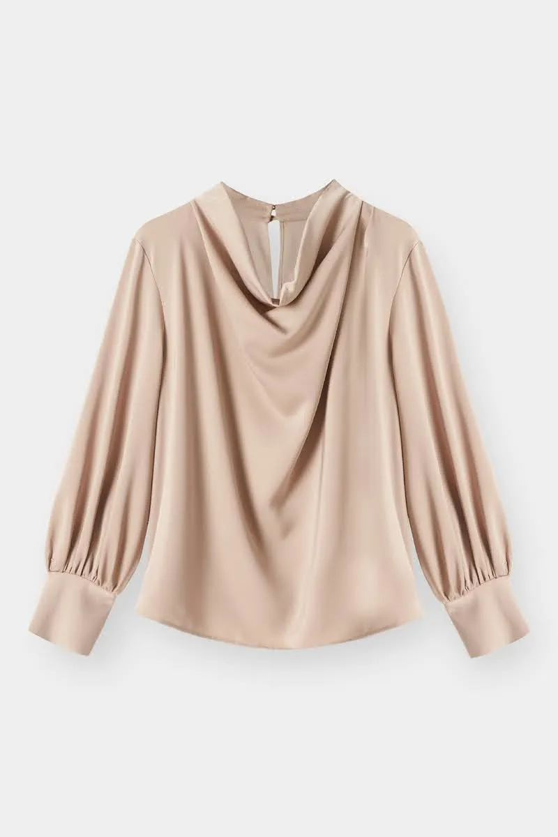 Silk blouse in mushroom color