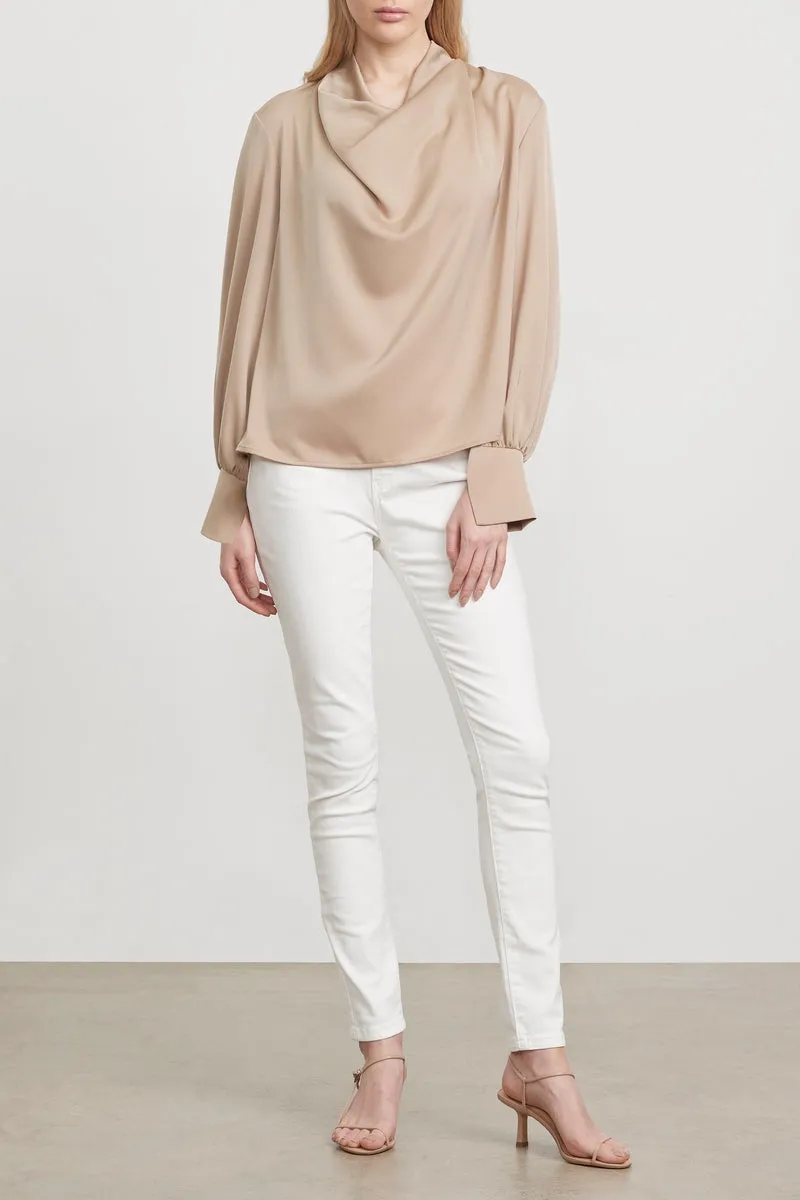 Silk blouse in mushroom color