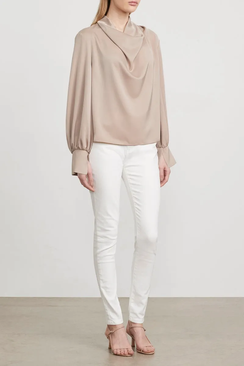 Silk blouse in mushroom color