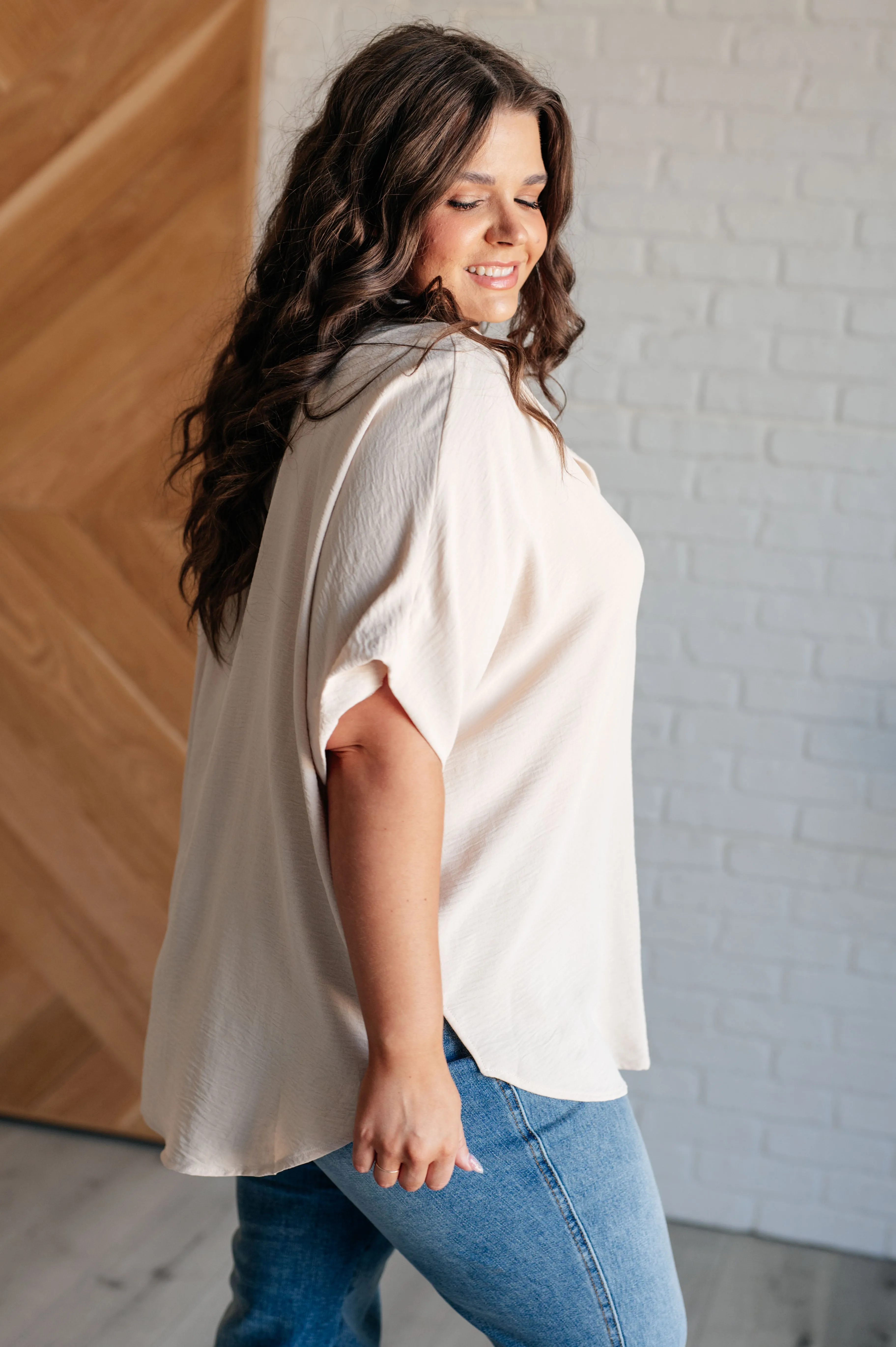 Simplicity Button Down Blouse – Oatmeal Color