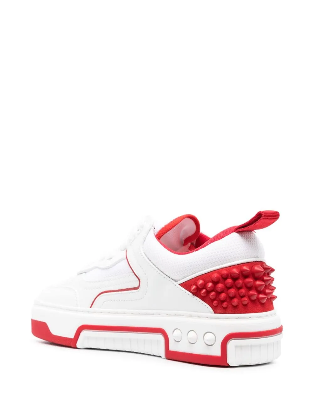 spike stud panel leather sneakers