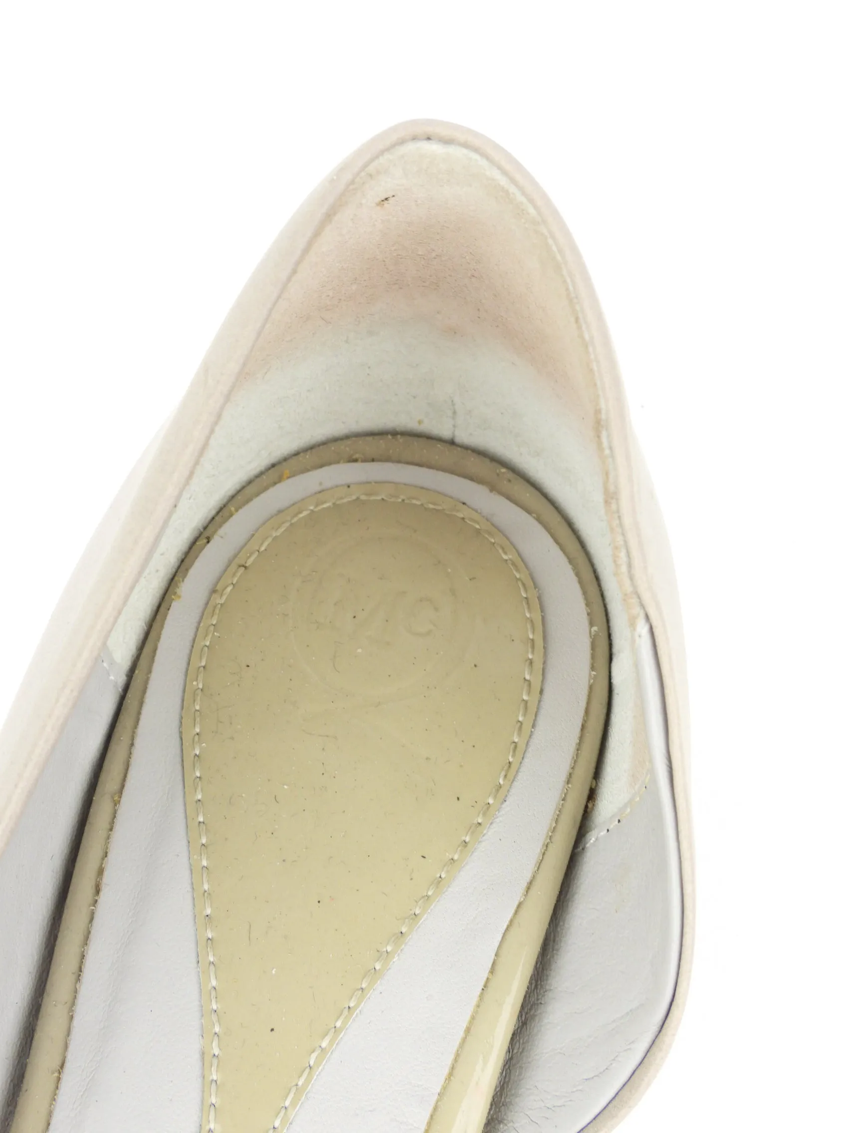 Stone Grey Leather Ada Punk Pointed Flats by McQ Alexander McQueen - Size 37