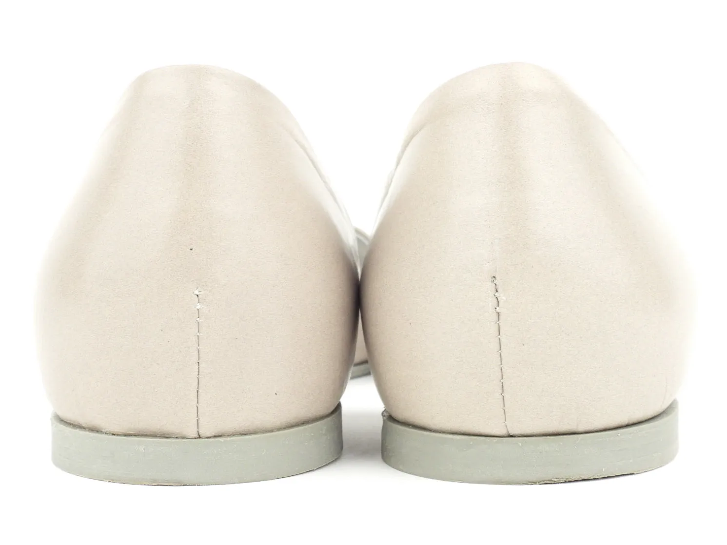 Stone Grey Leather Ada Punk Pointed Flats by McQ Alexander McQueen - Size 37