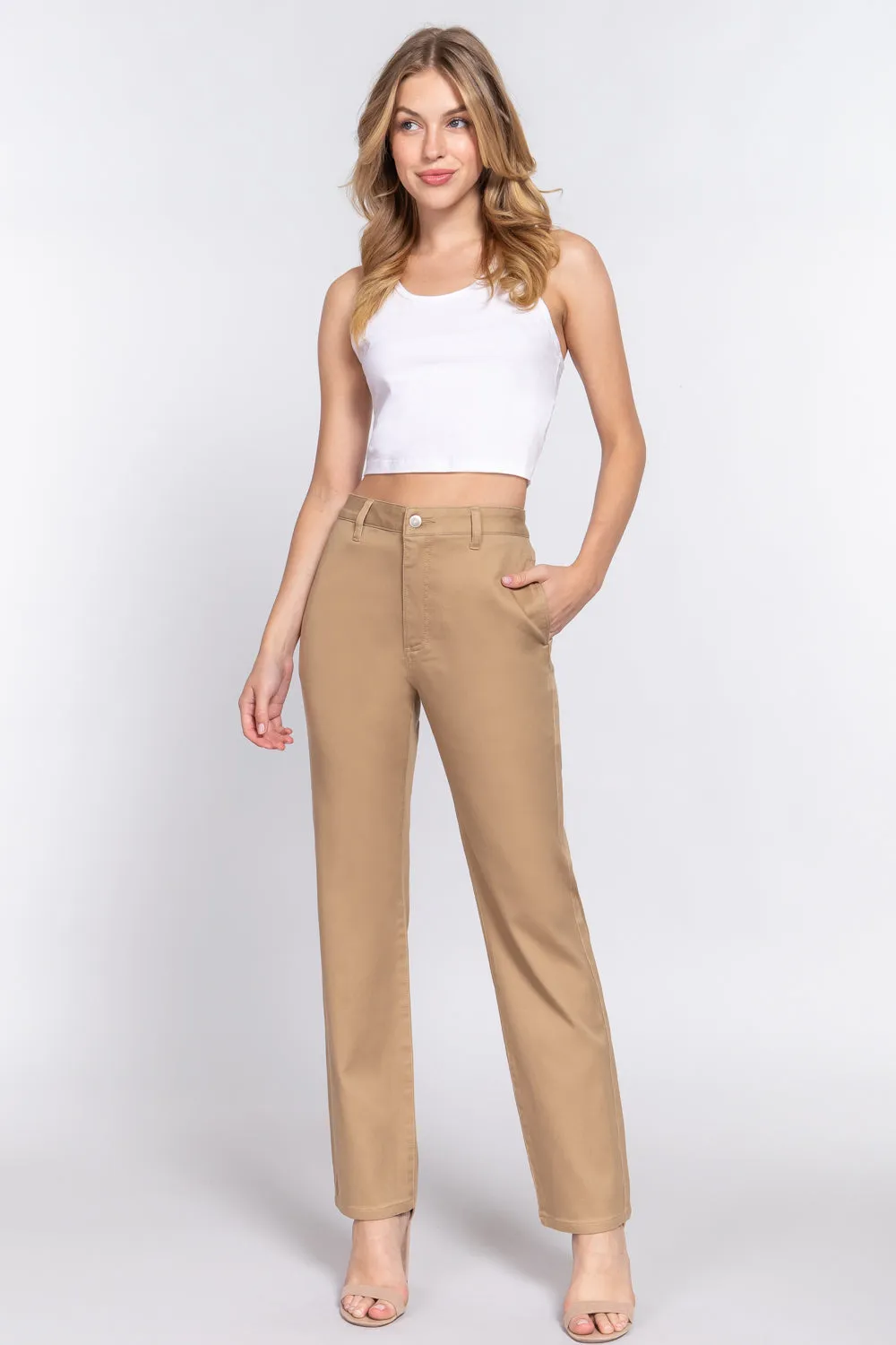 Straight Fit Twill Trousers