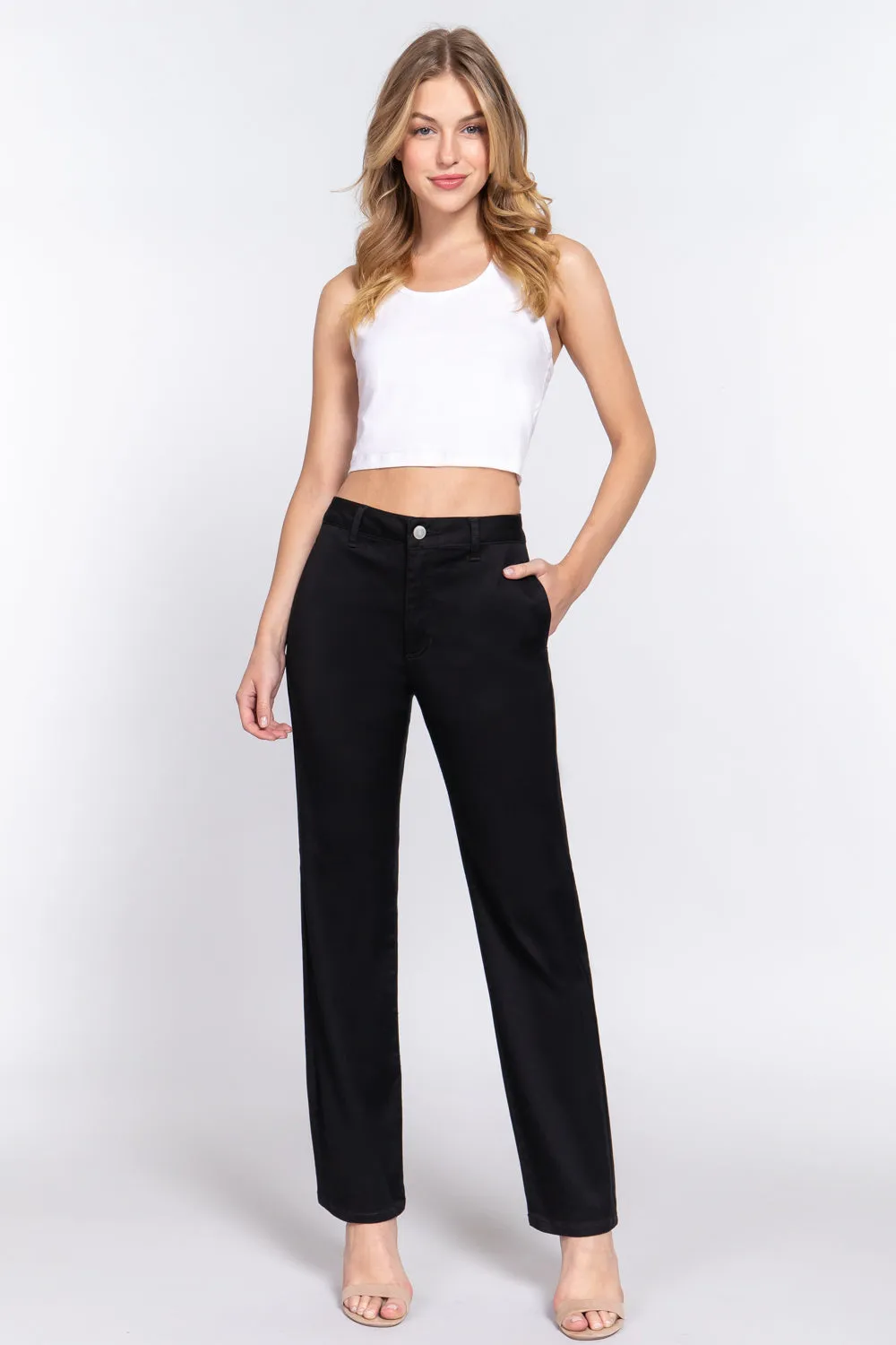 Straight Fit Twill Trousers